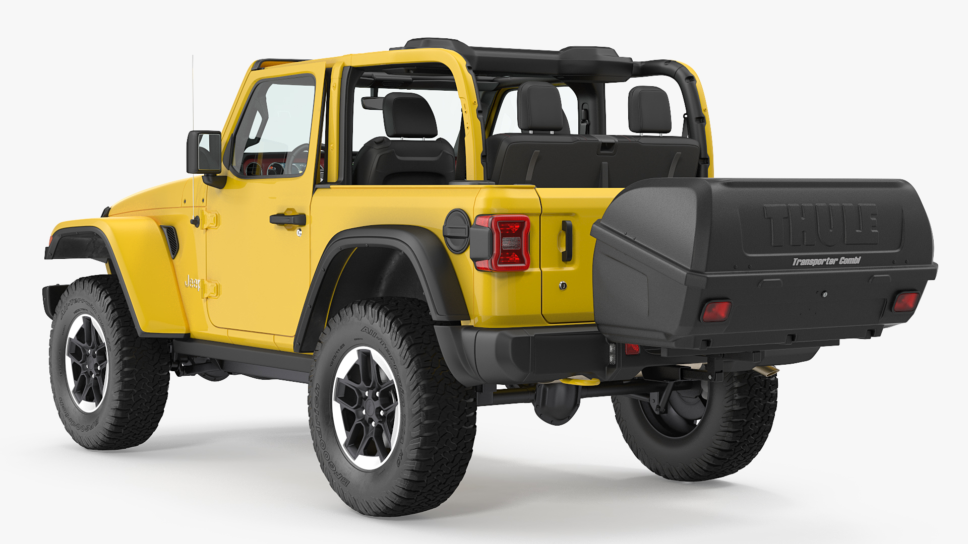 Jeep Wrangler with Thule Transporter Combi Rigged 3D model