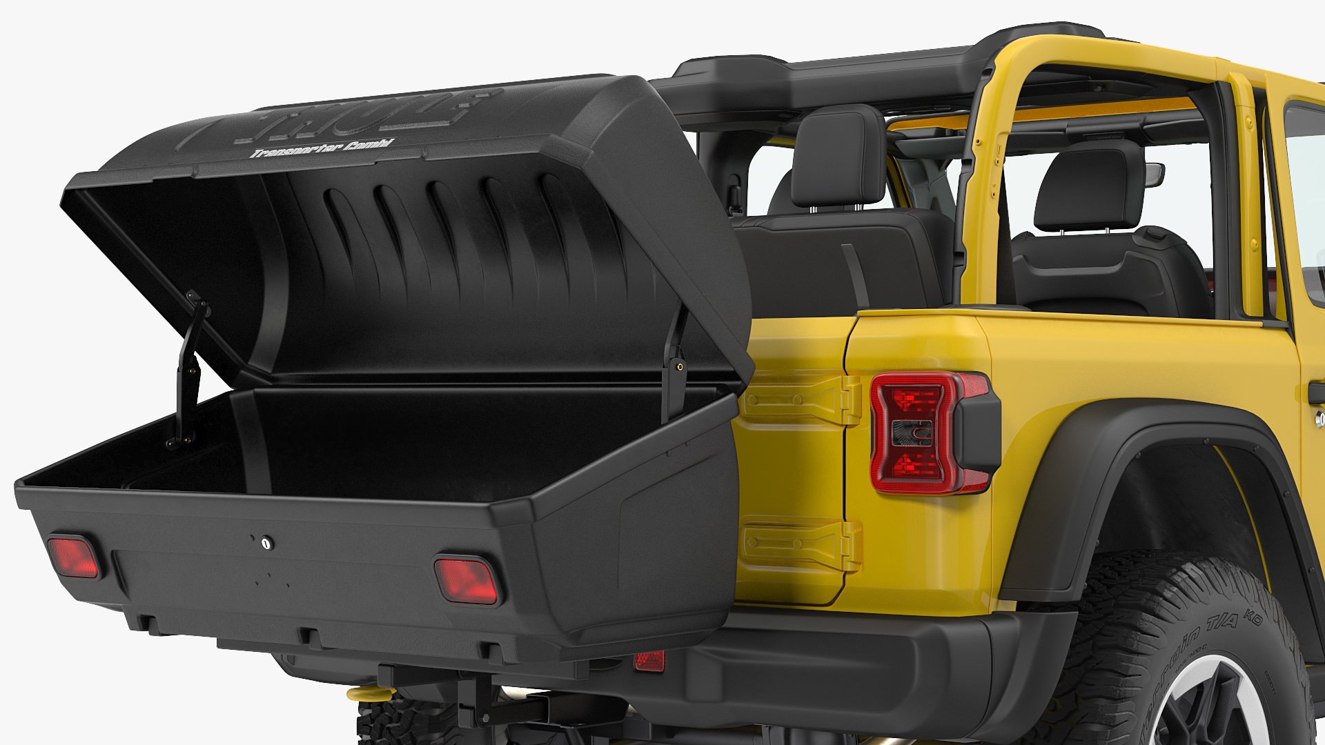 Jeep Wrangler with Thule Transporter Combi Rigged 3D model