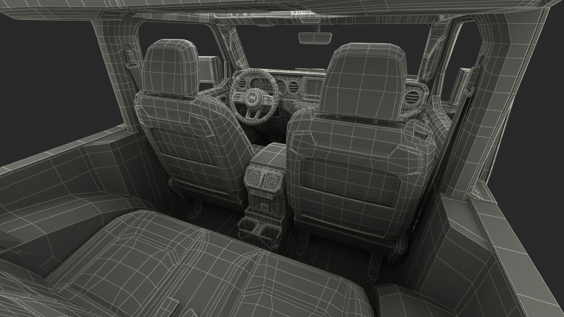 Jeep Wrangler with Thule Transporter Combi Rigged 3D model