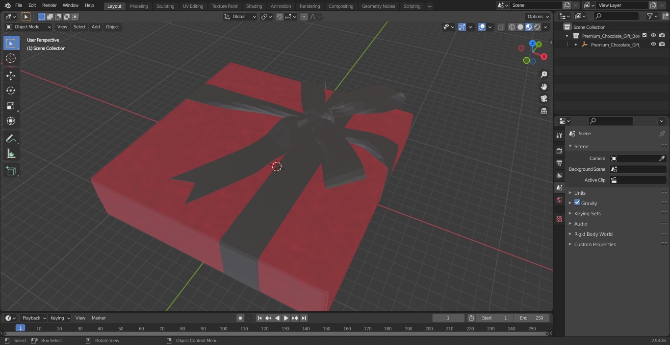 3D model Premium Chocolate Gift Box Red