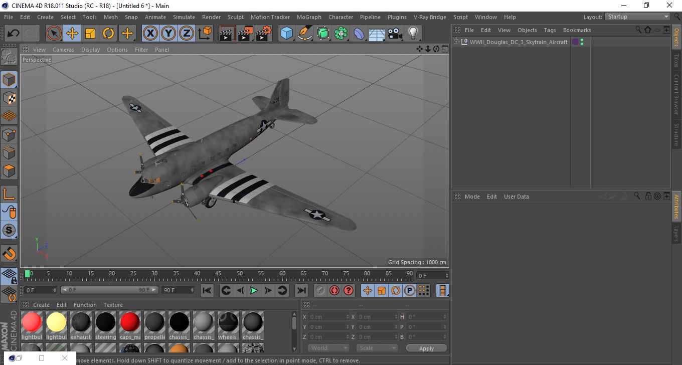 3D model WWII Douglas DC-3 Skytrain Aircraft