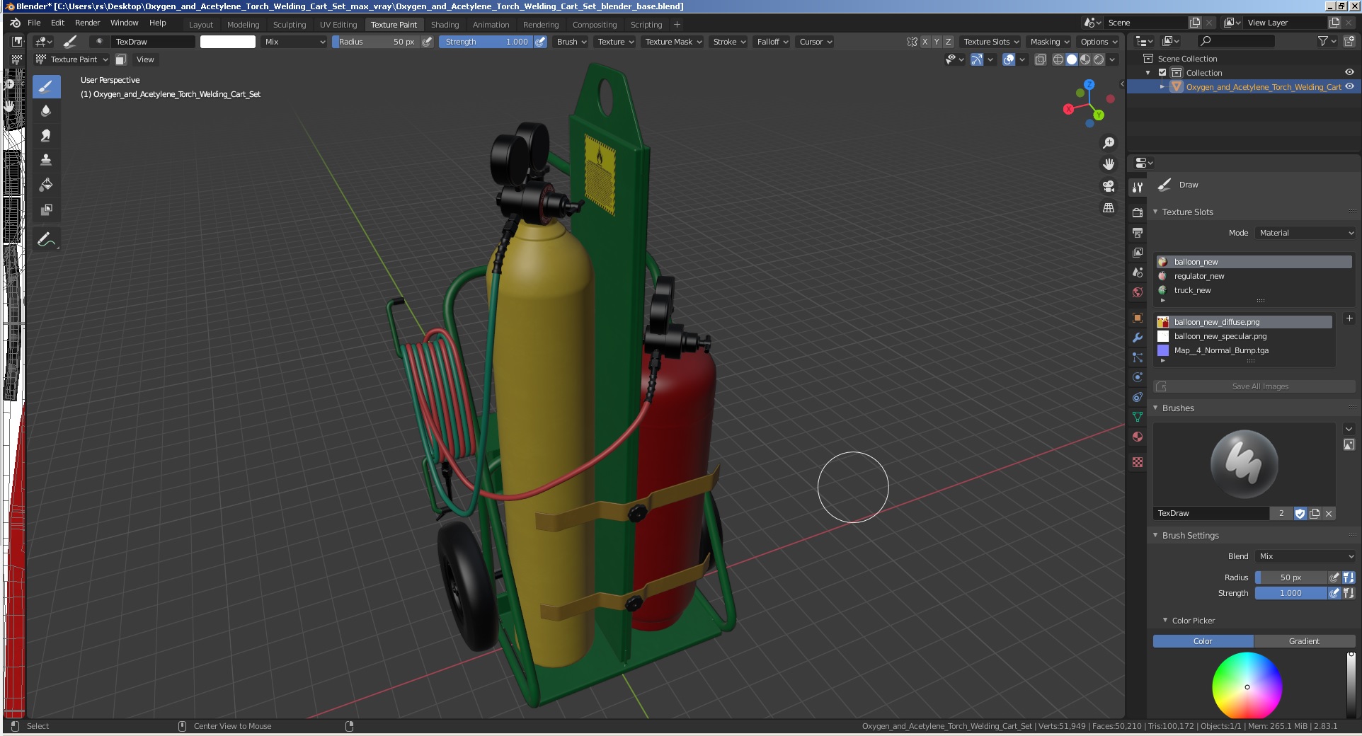 3D Oxygen and Acetylene Torch Welding Cart Set model