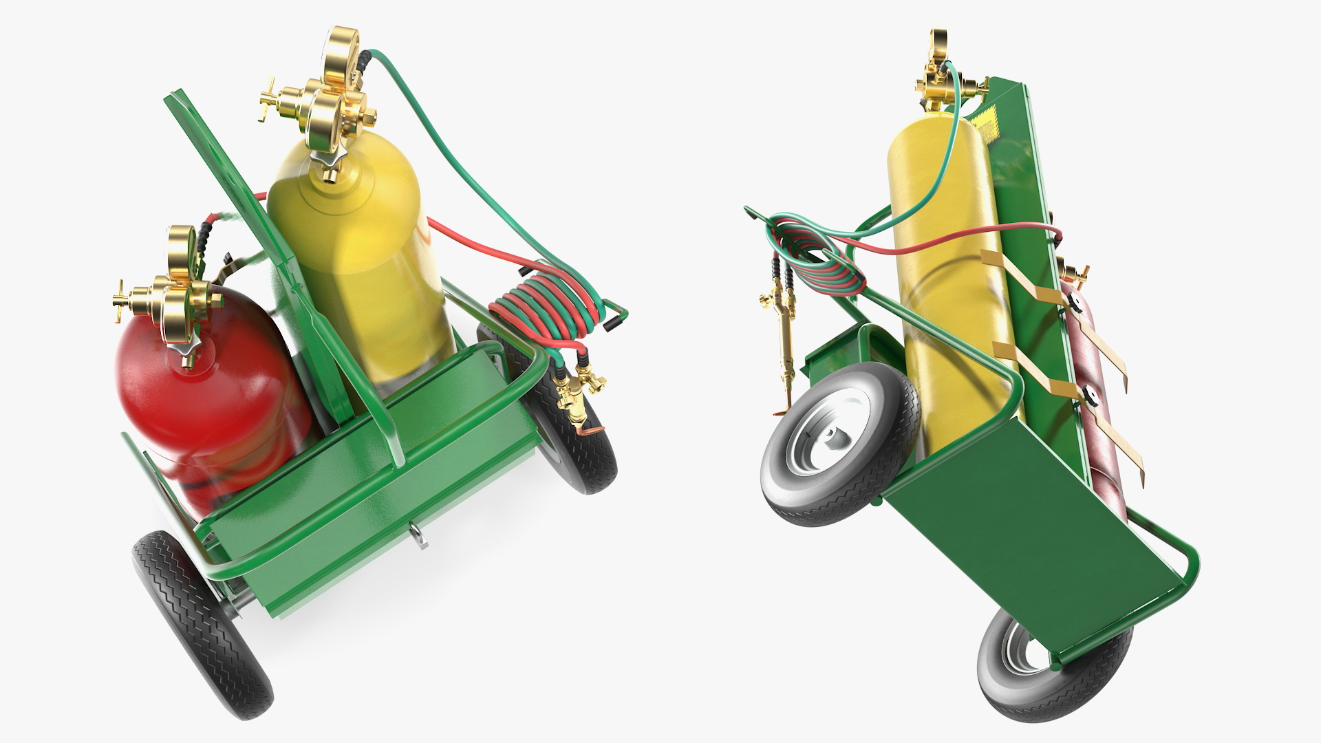 3D Oxygen and Acetylene Torch Welding Cart Set model