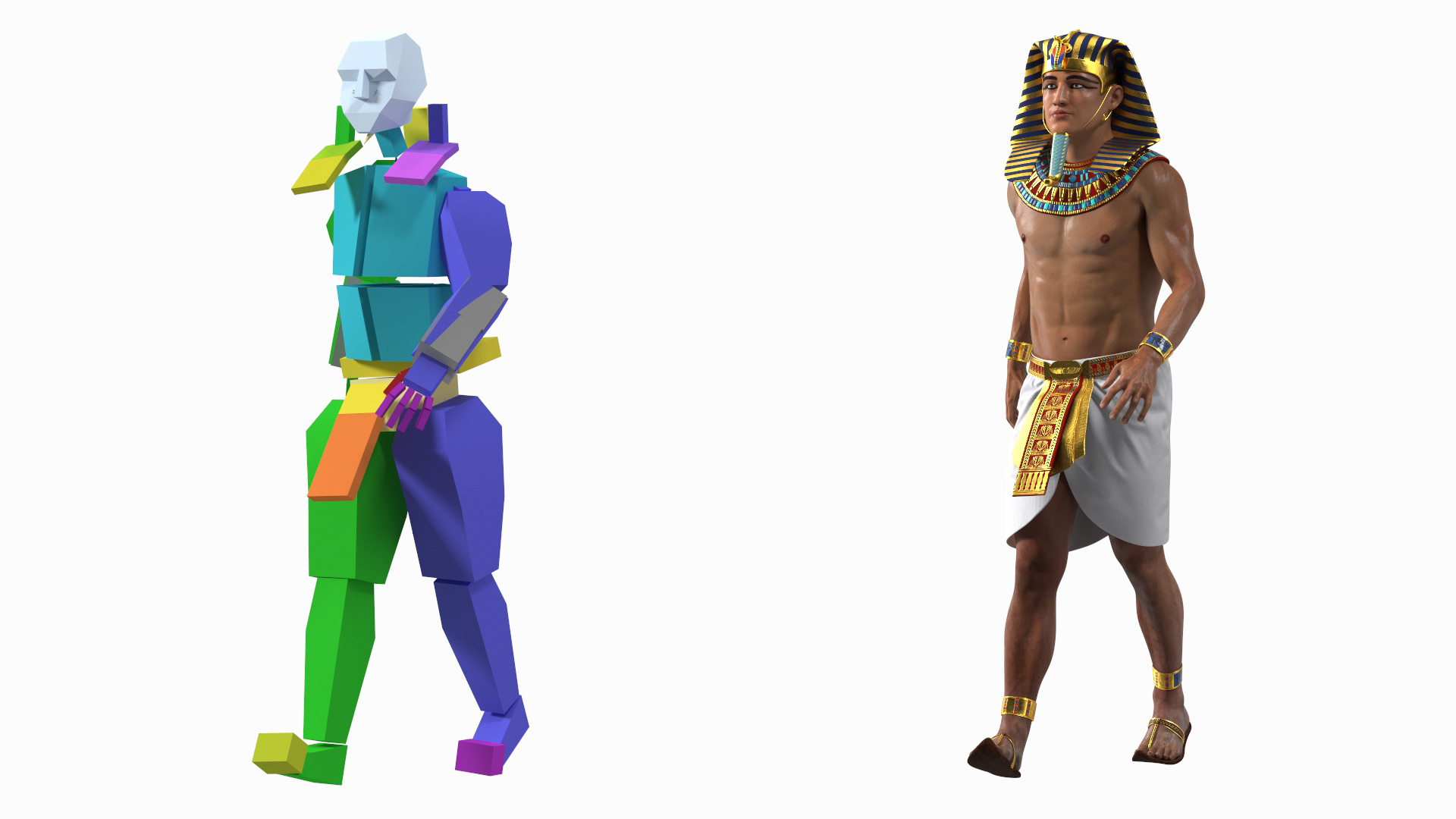 3D Egyptian Pharaoh Rigged model