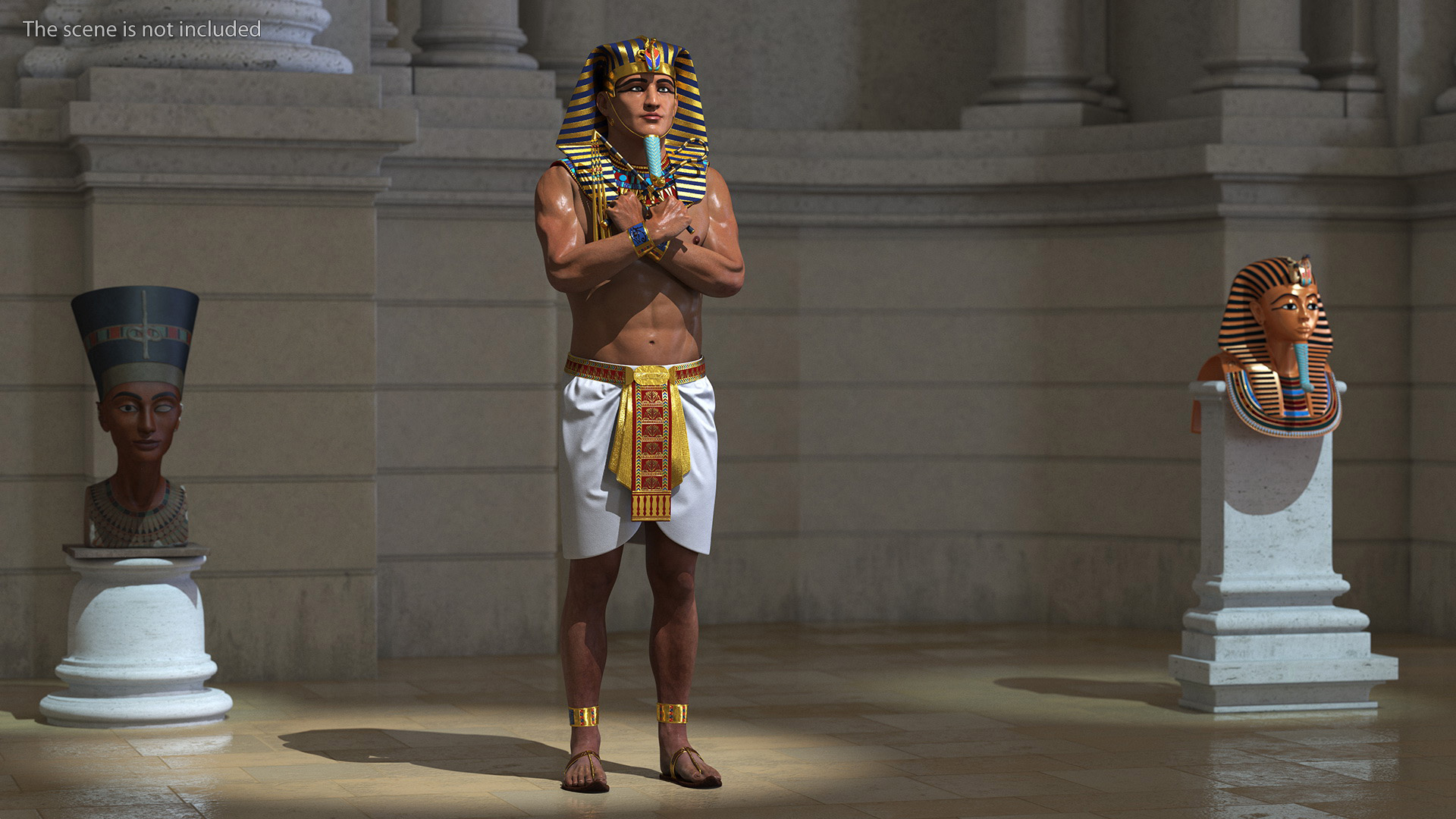 3D Egyptian Pharaoh Rigged model