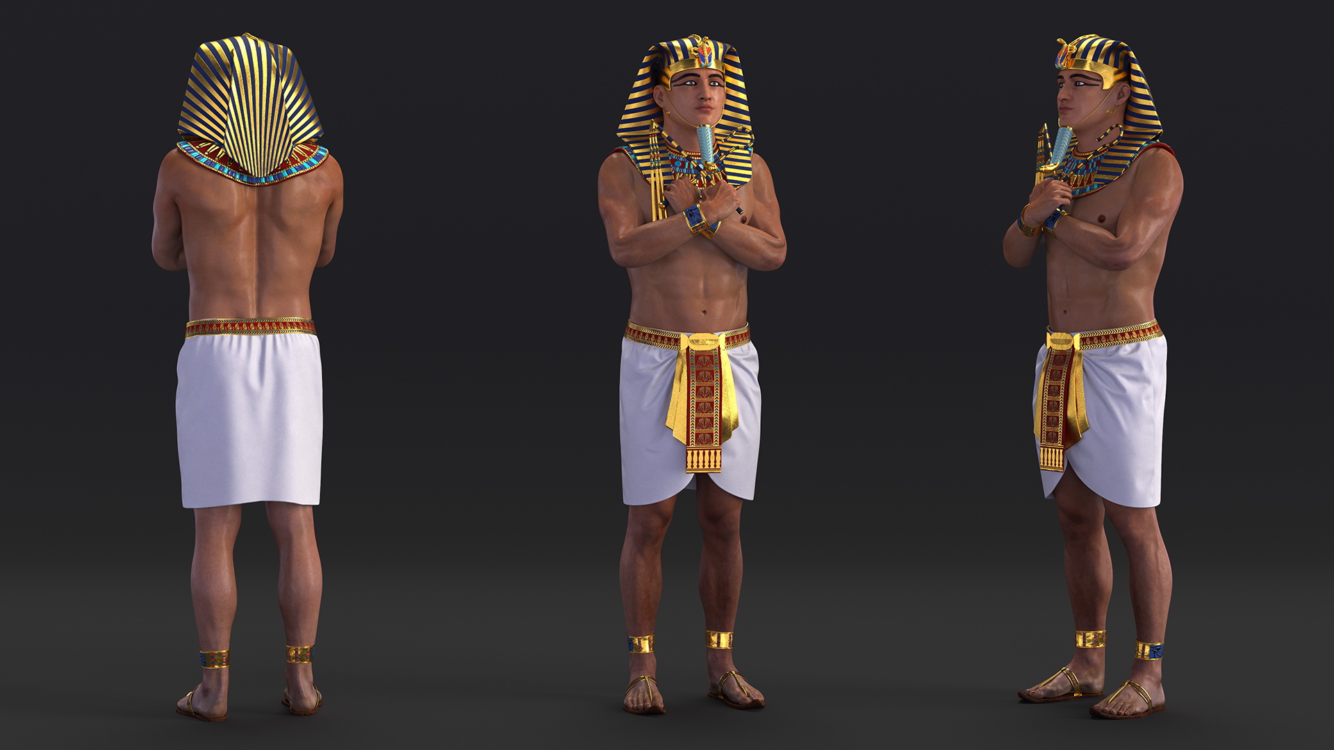 3D Egyptian Pharaoh Rigged model