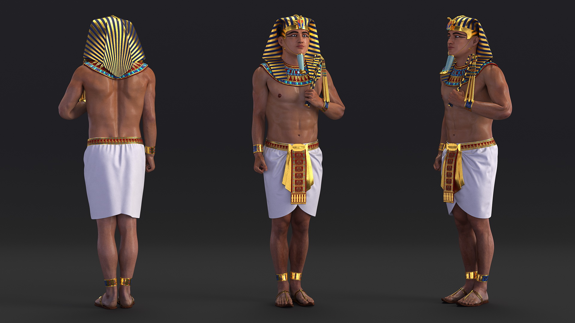 3D Egyptian Pharaoh Rigged model