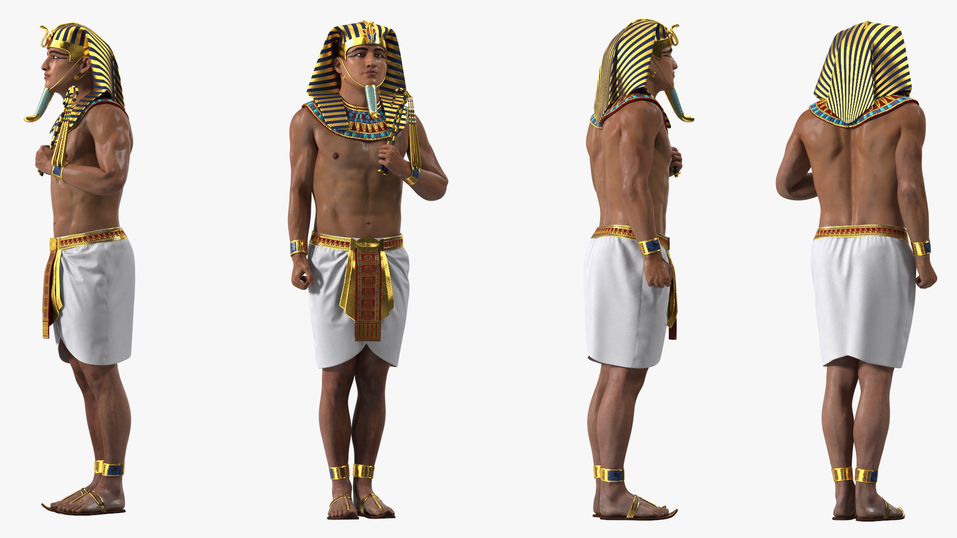 3D Egyptian Pharaoh Rigged model