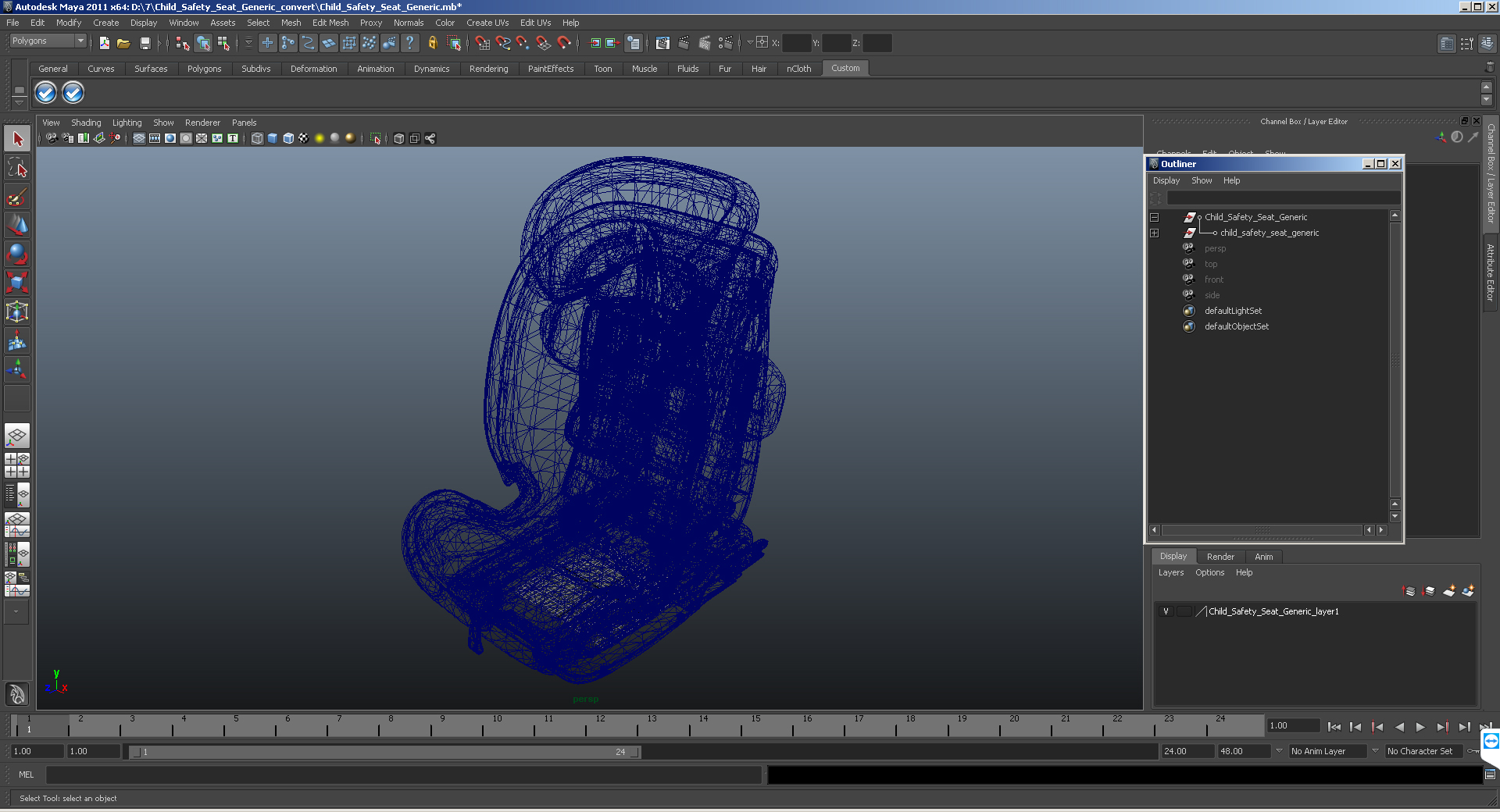 3D model Child Safety Seat Blue Britax Romer