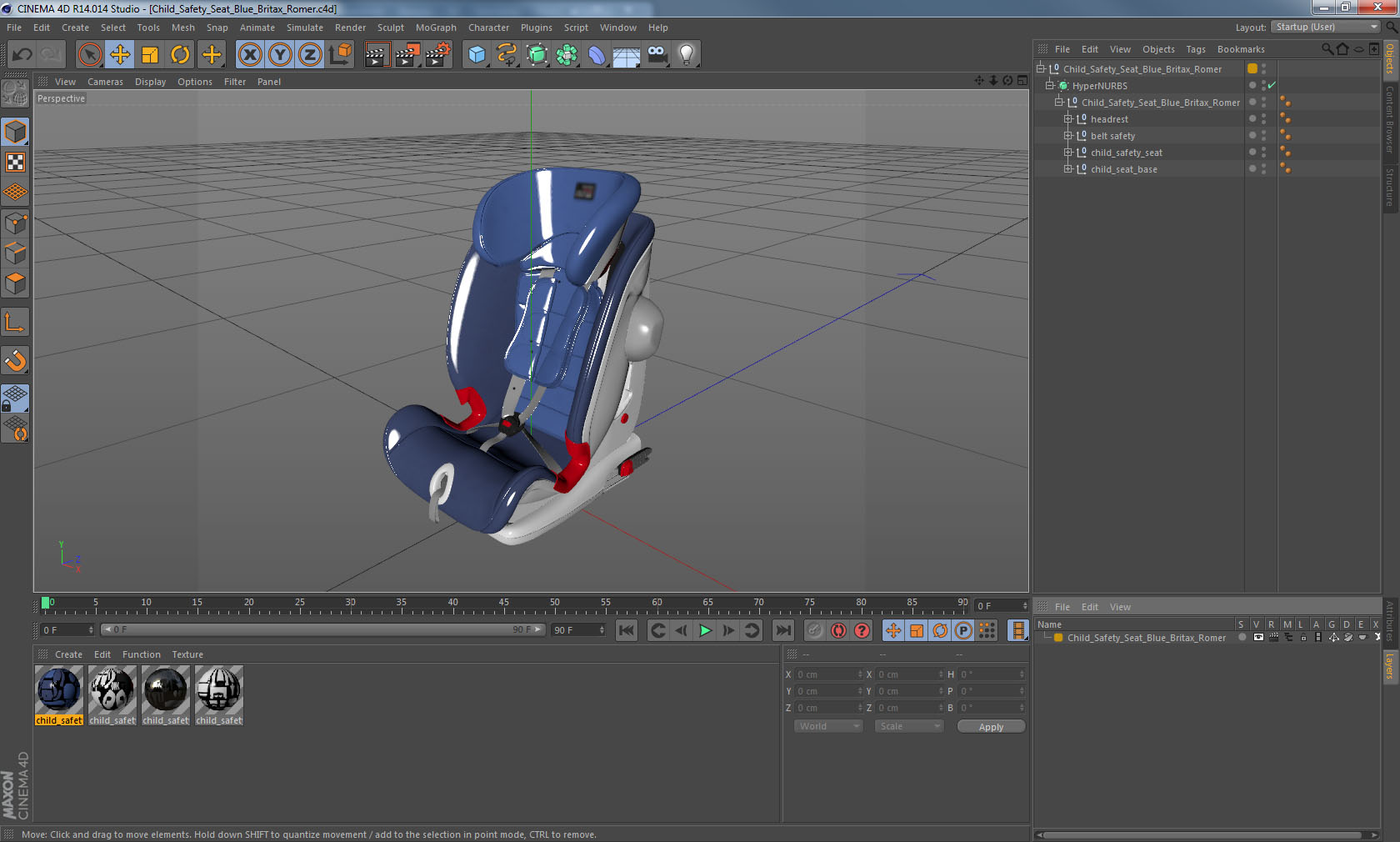 3D model Child Safety Seat Blue Britax Romer