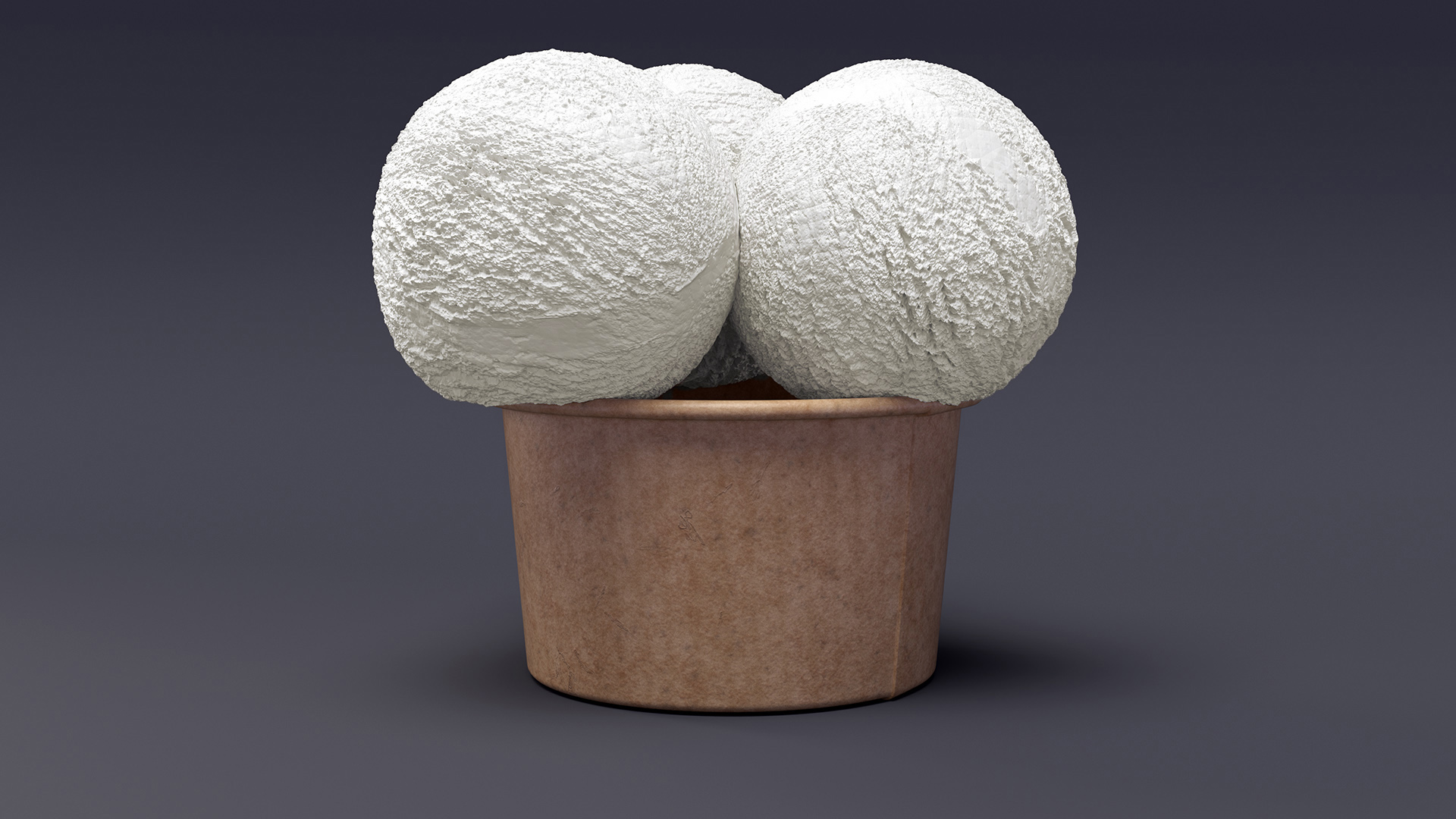 3D model Ice Cream Vanilla Balls in Cardboard Cup