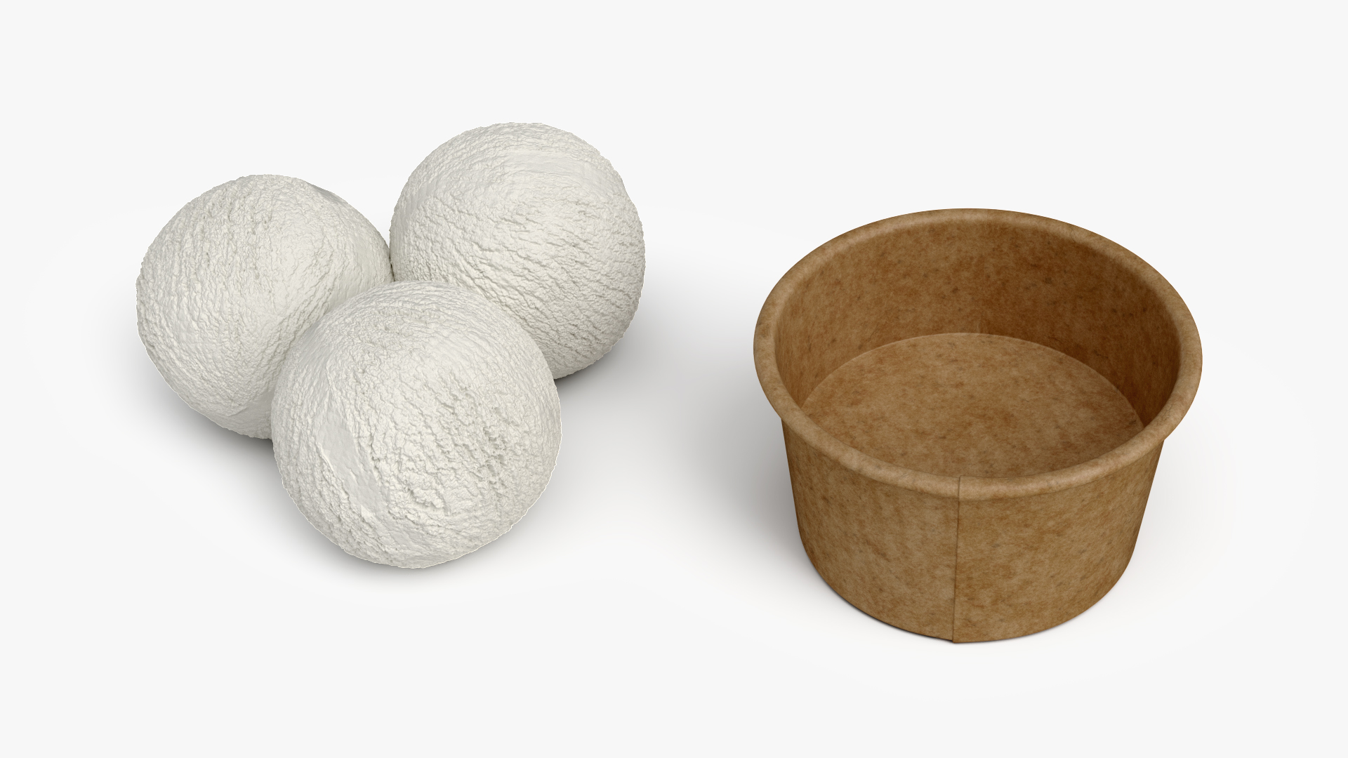3D model Ice Cream Vanilla Balls in Cardboard Cup