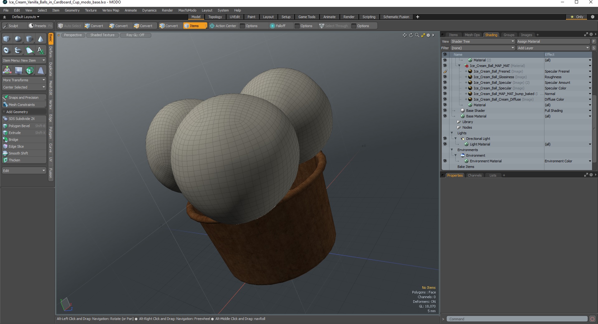 3D model Ice Cream Vanilla Balls in Cardboard Cup