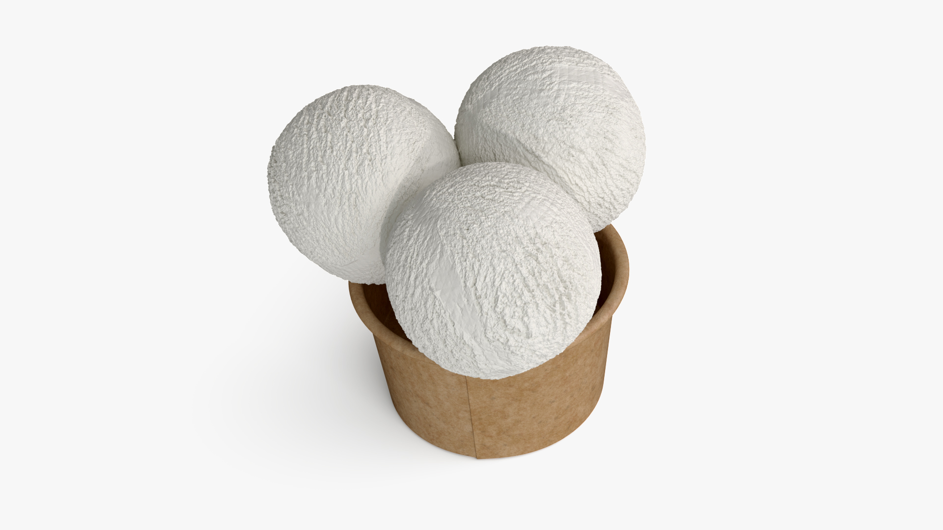3D model Ice Cream Vanilla Balls in Cardboard Cup