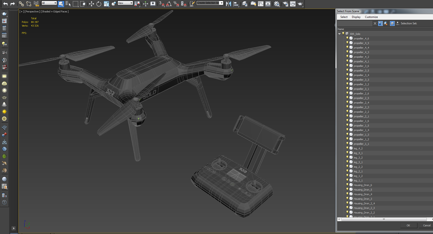 3DR Solo Drone Quadcopter Set 3D model