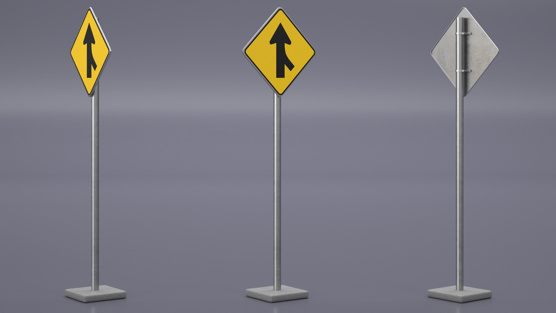 3D model Road Sign Merge