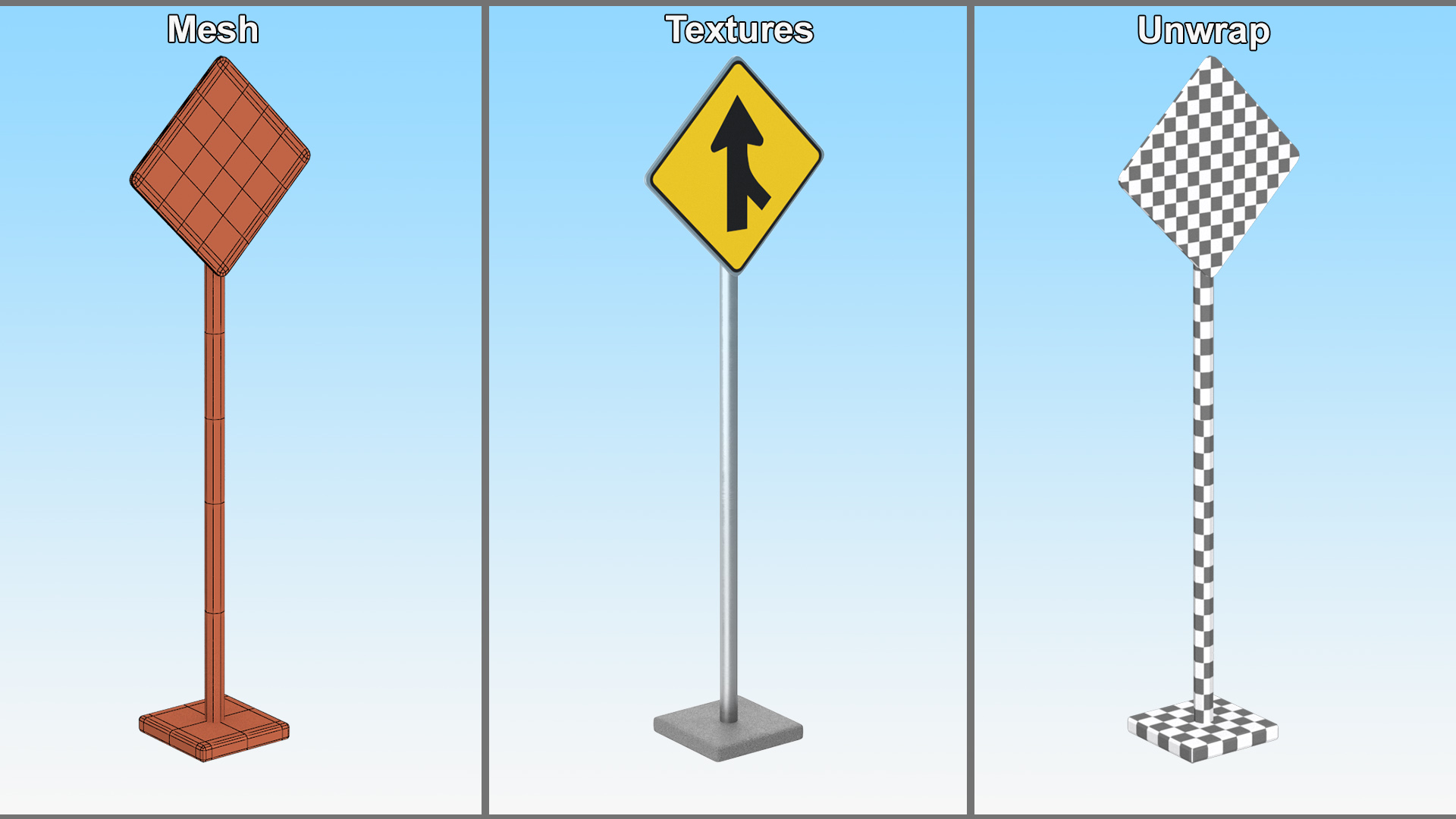 3D model Road Sign Merge