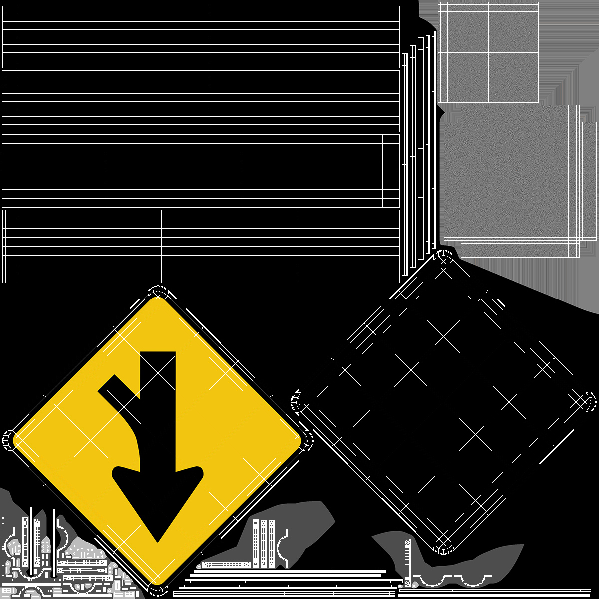 3D model Road Sign Merge