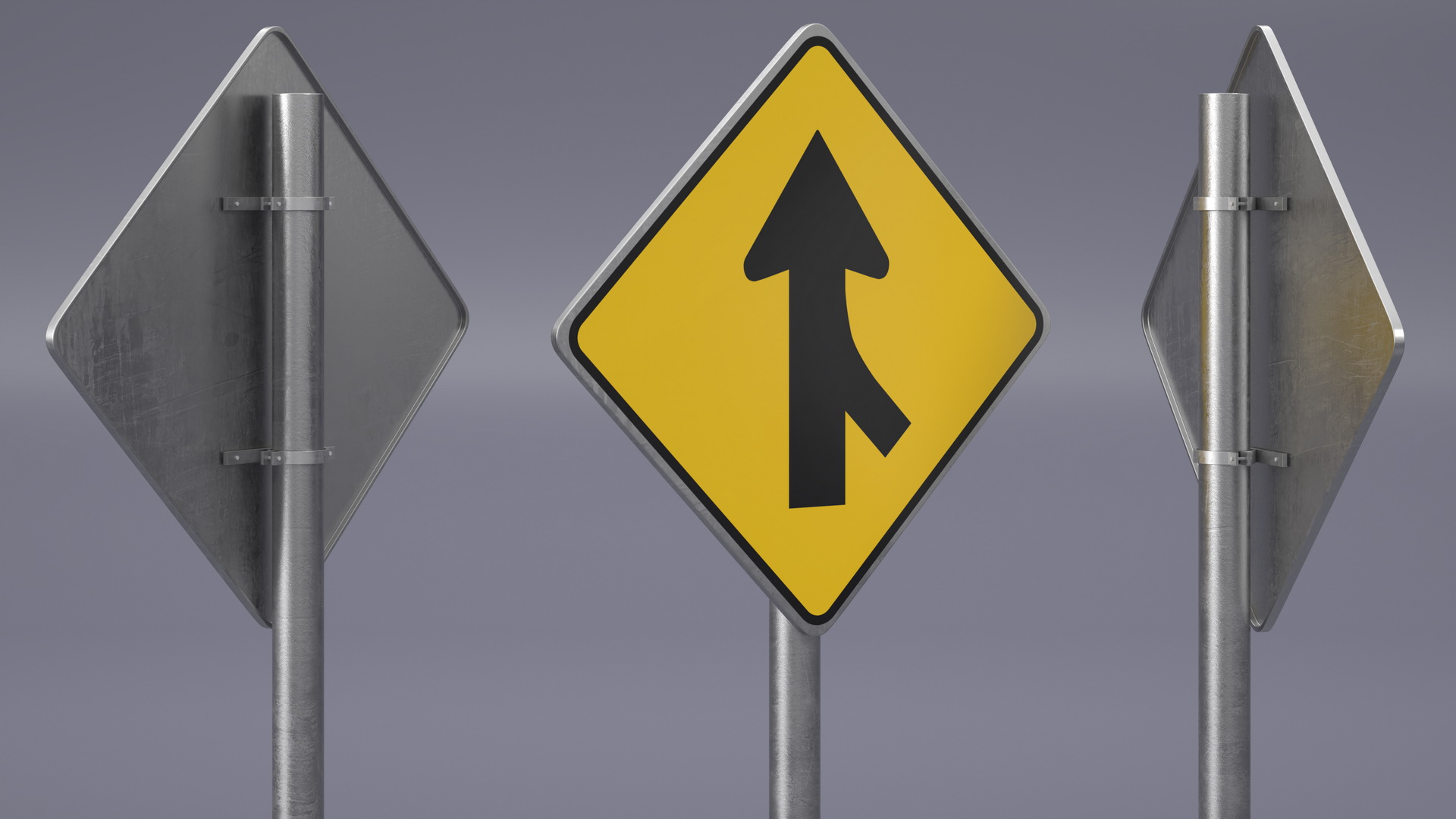 3D model Road Sign Merge