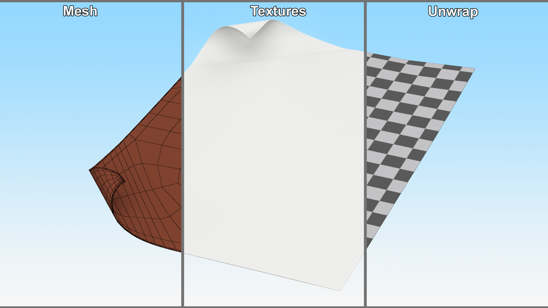 3D model Paper Sheet With Two Curled Corners