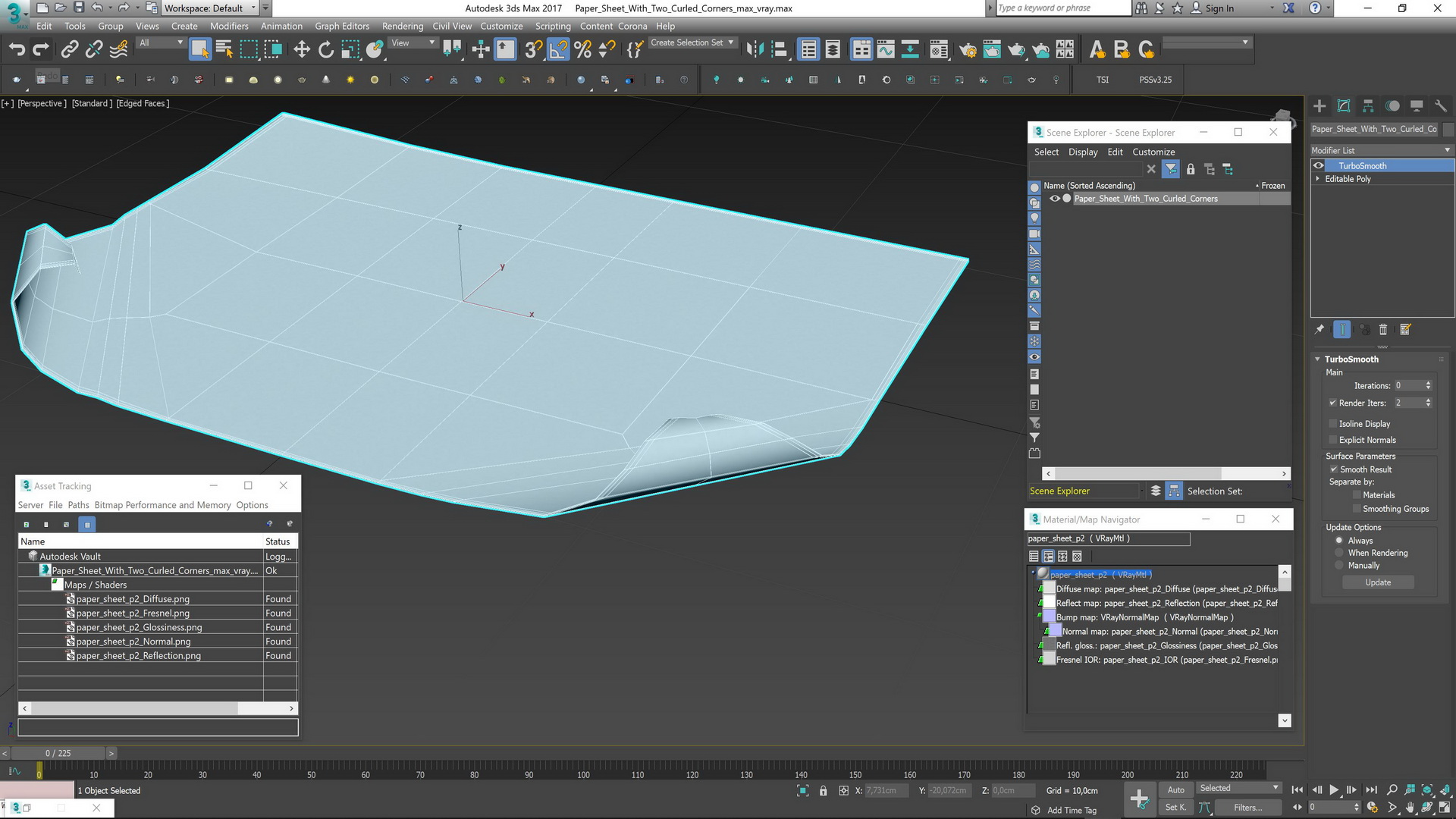3D model Paper Sheet With Two Curled Corners