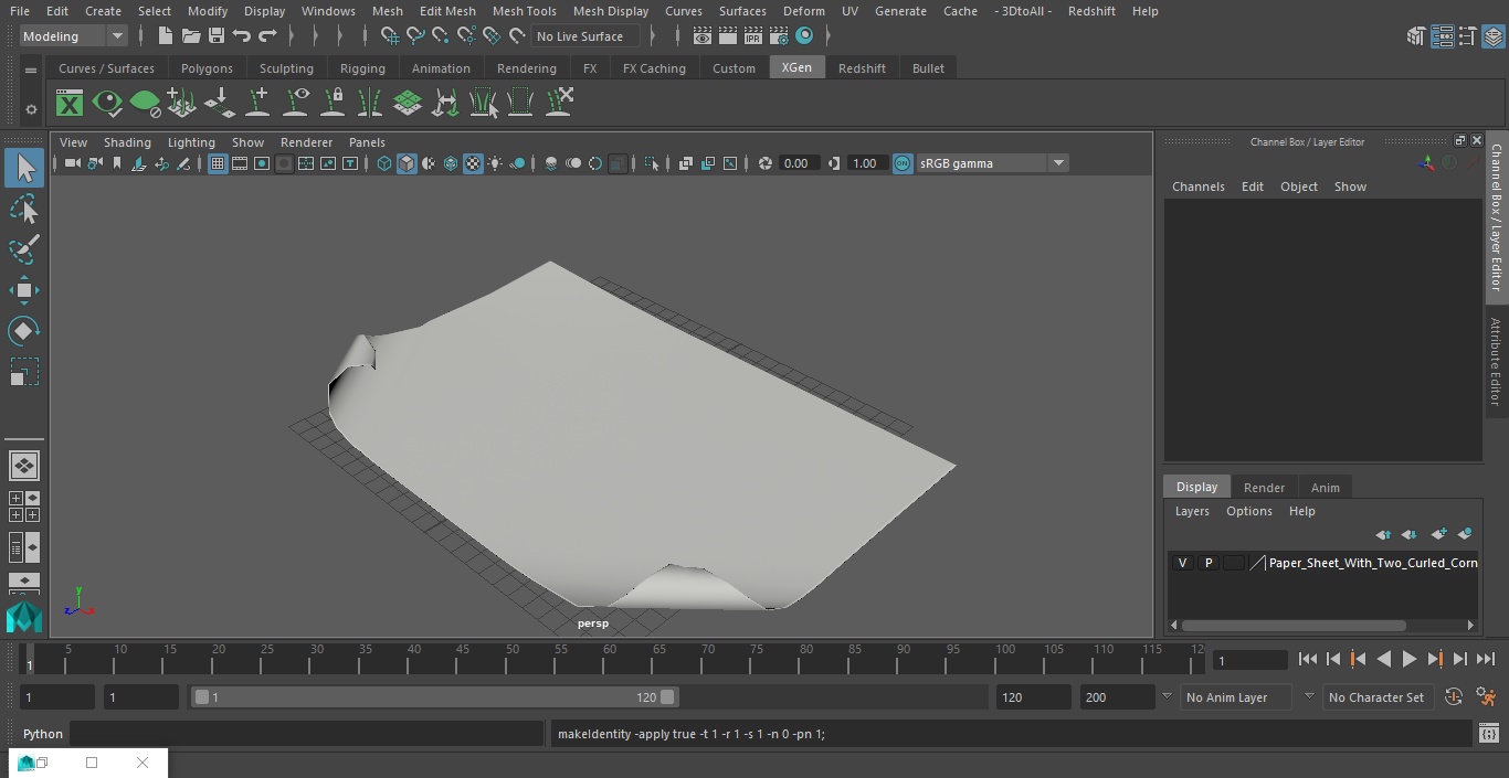 3D model Paper Sheet With Two Curled Corners
