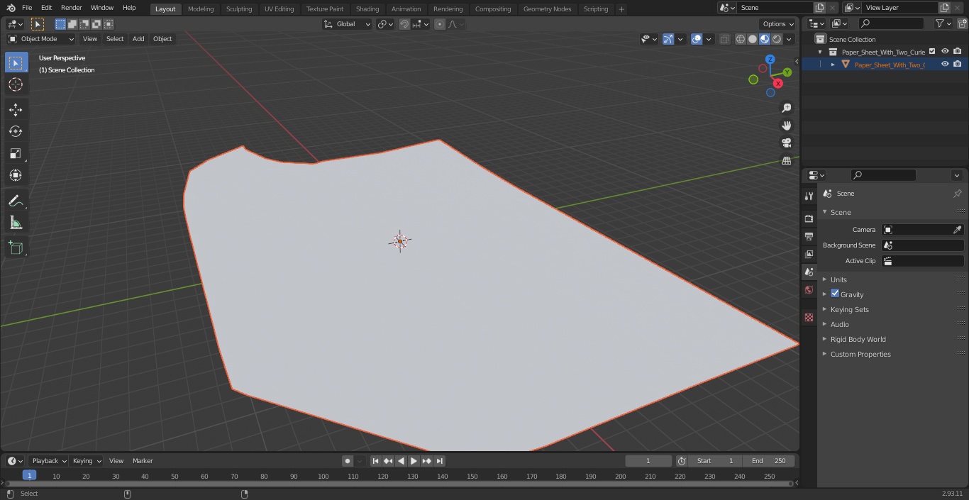 3D model Paper Sheet With Two Curled Corners