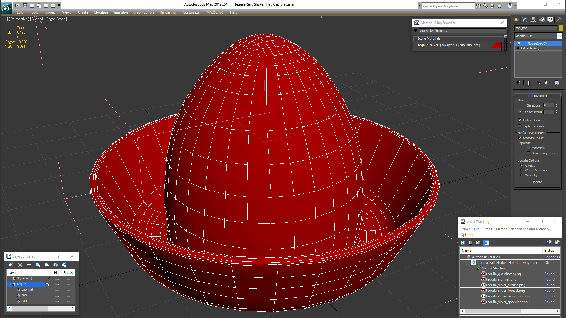 Tequila Salt Shaker Hat Cap 3D