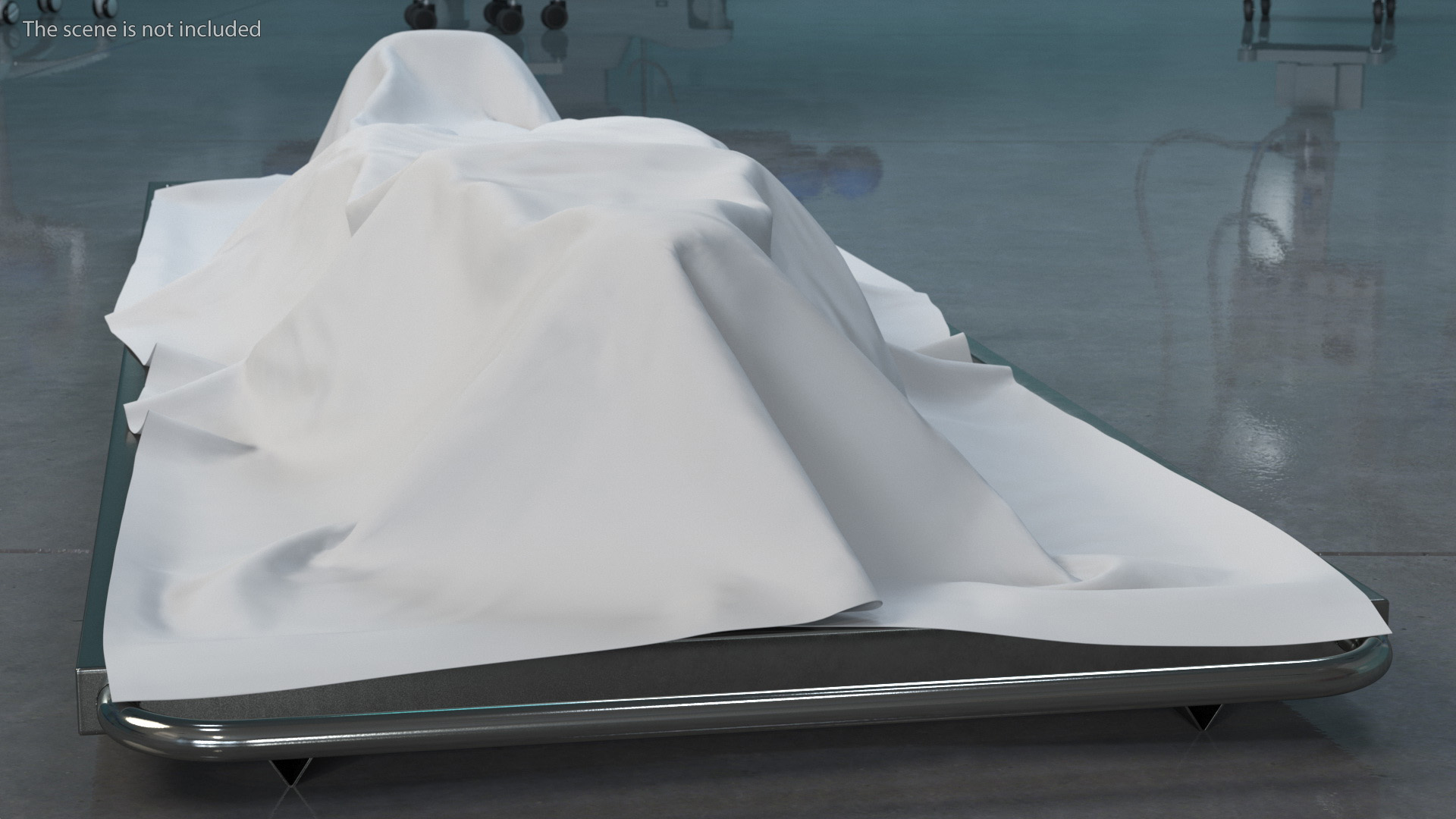 3D Dead Body Of Woman Covered with White Sheet model