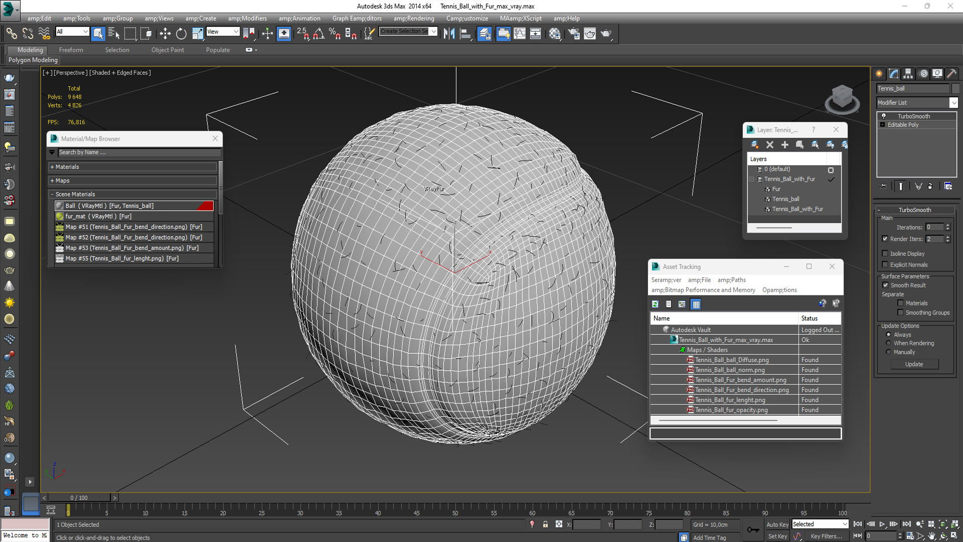 3D model Tennis Ball with Fur