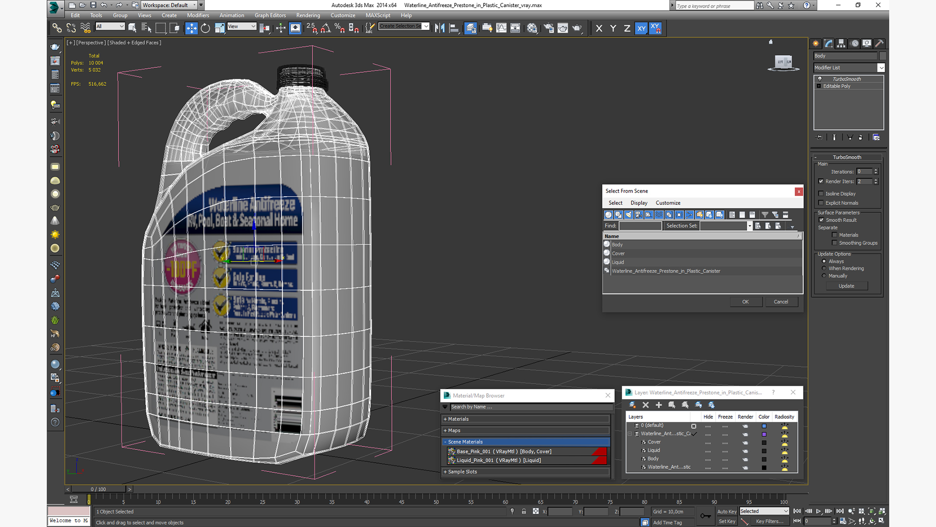 Waterline Antifreeze Prestone in Plastic Canister 3D model