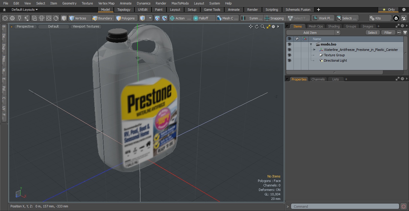 Waterline Antifreeze Prestone in Plastic Canister 3D model