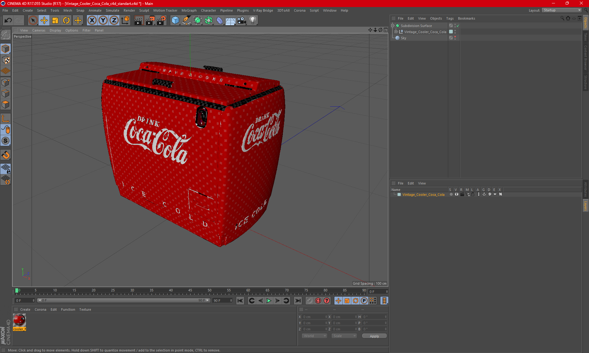 Vintage Cooler Coca Cola 3D model