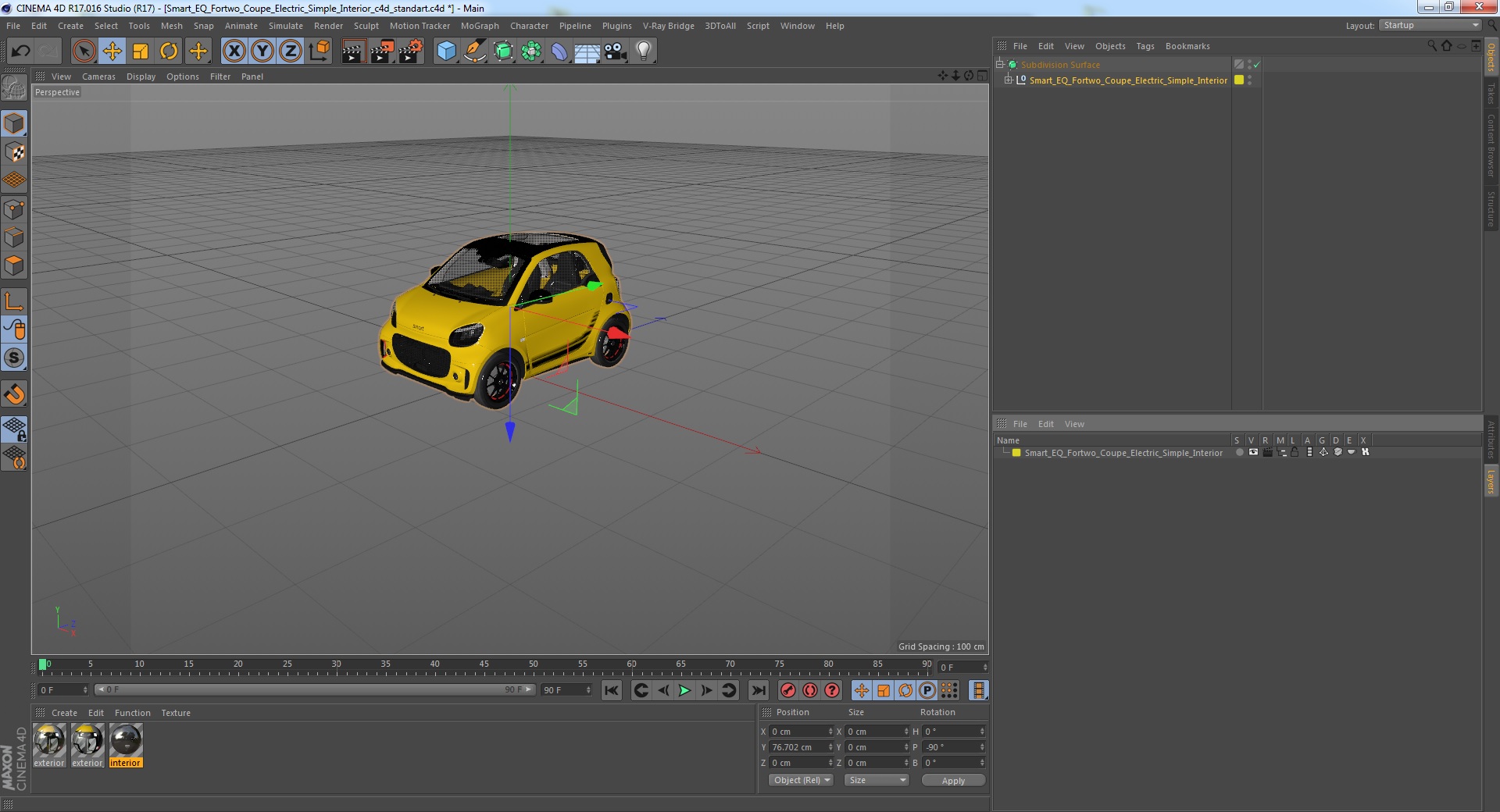3D Smart EQ Fortwo Coupe Electric Simple Interior