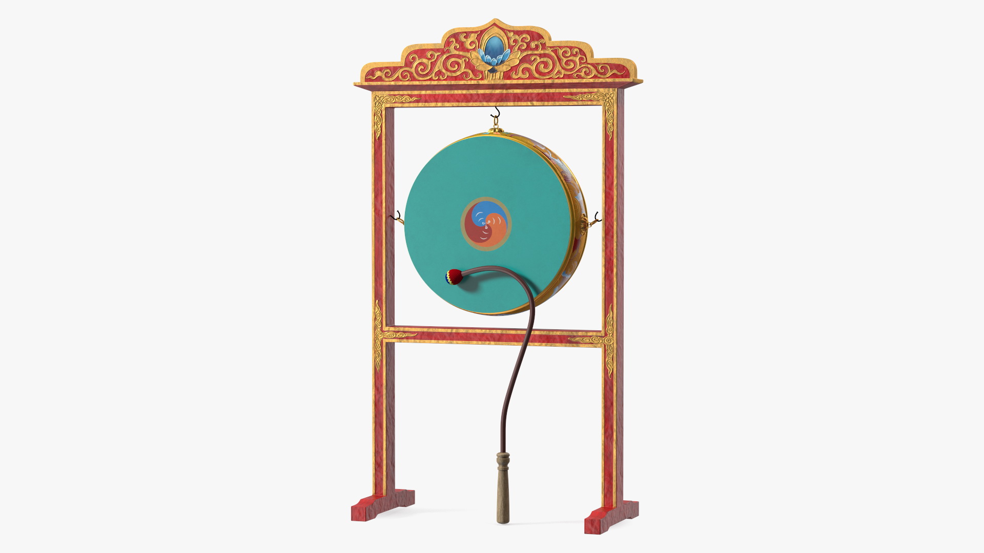 3D Buddhist Monastery Tibetan Drum
