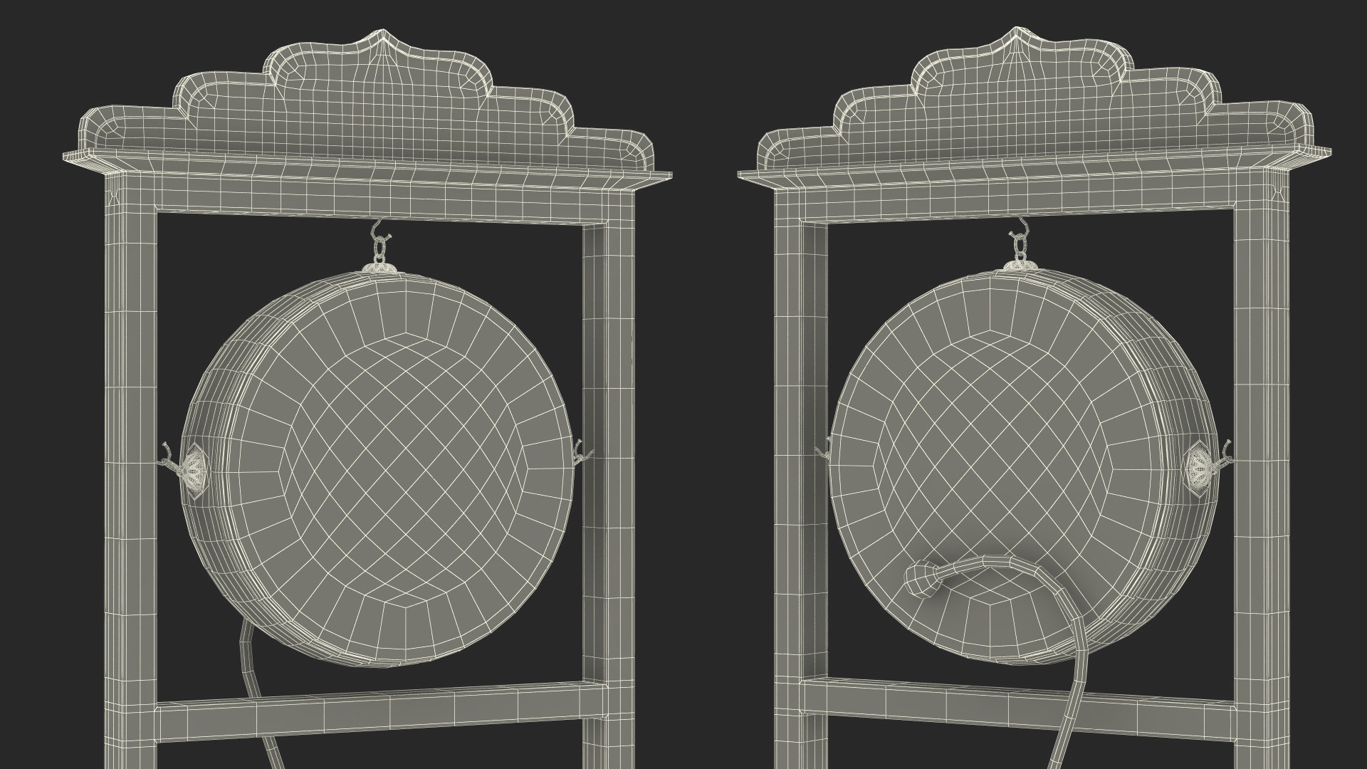 3D Buddhist Monastery Tibetan Drum