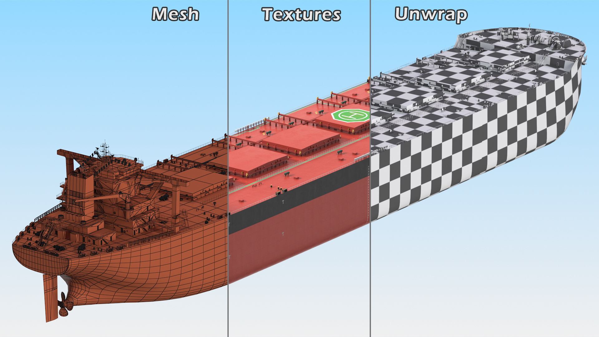 3D Ore Carrier Ship Loaded model