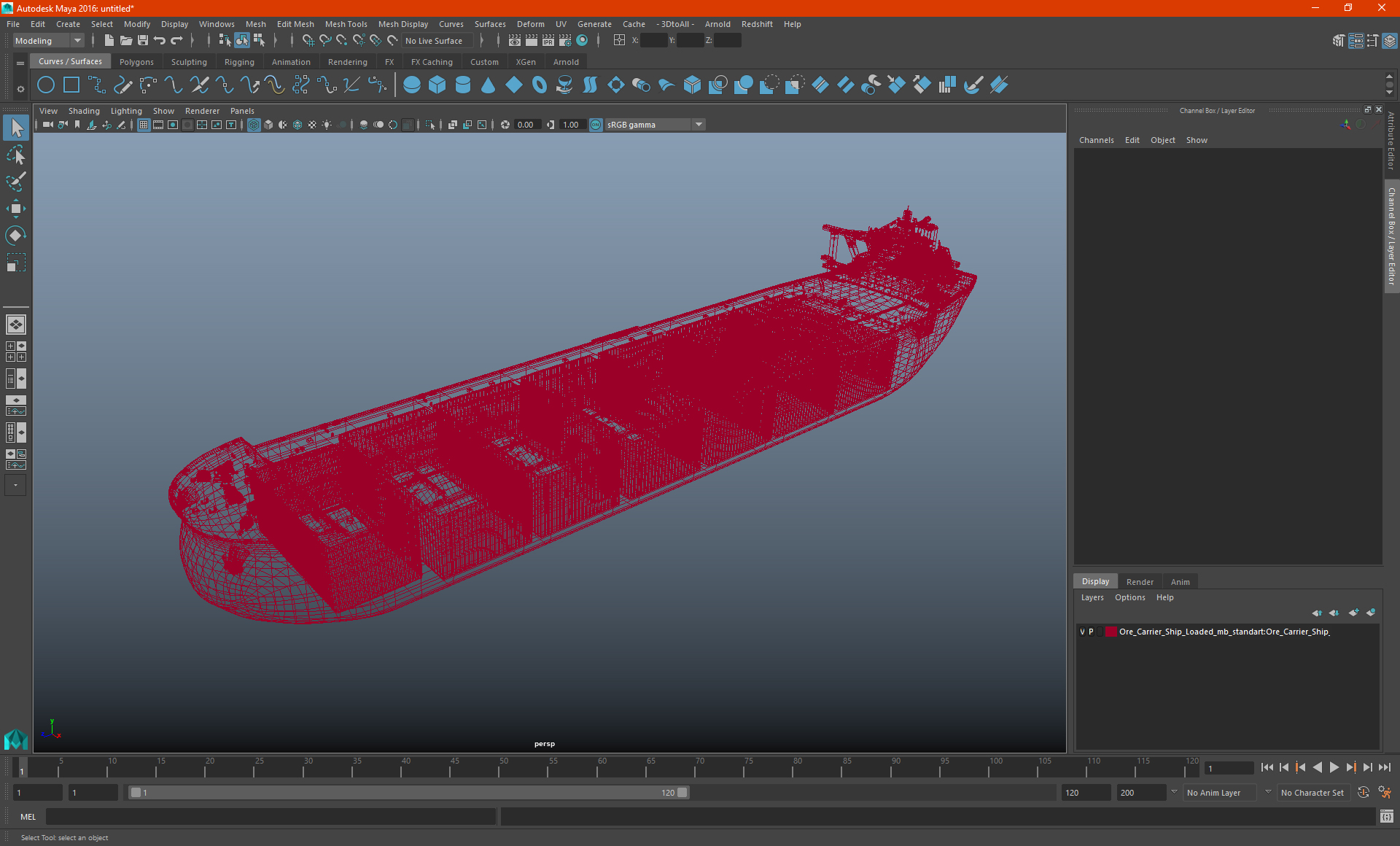 3D Ore Carrier Ship Loaded model