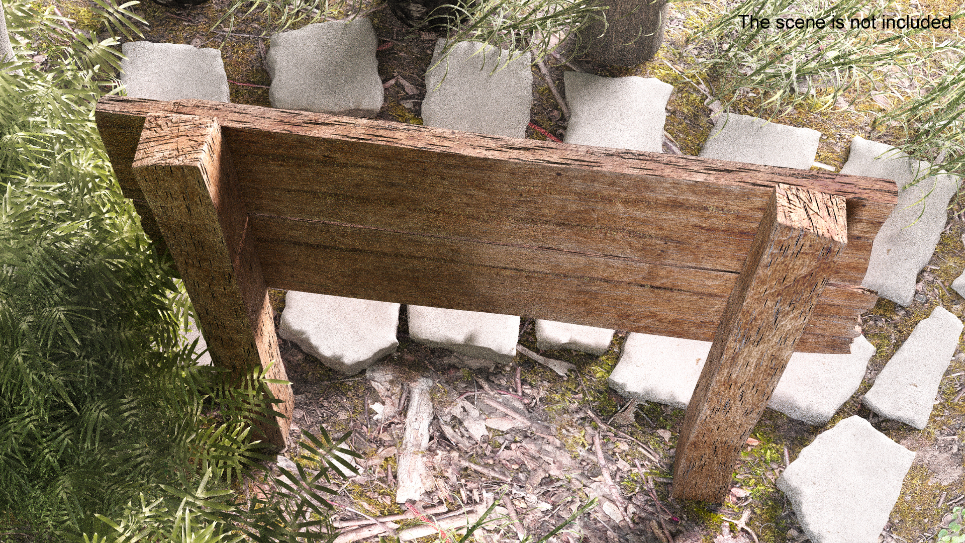 Aged Wooden Road Sign Board Mockup 3D model