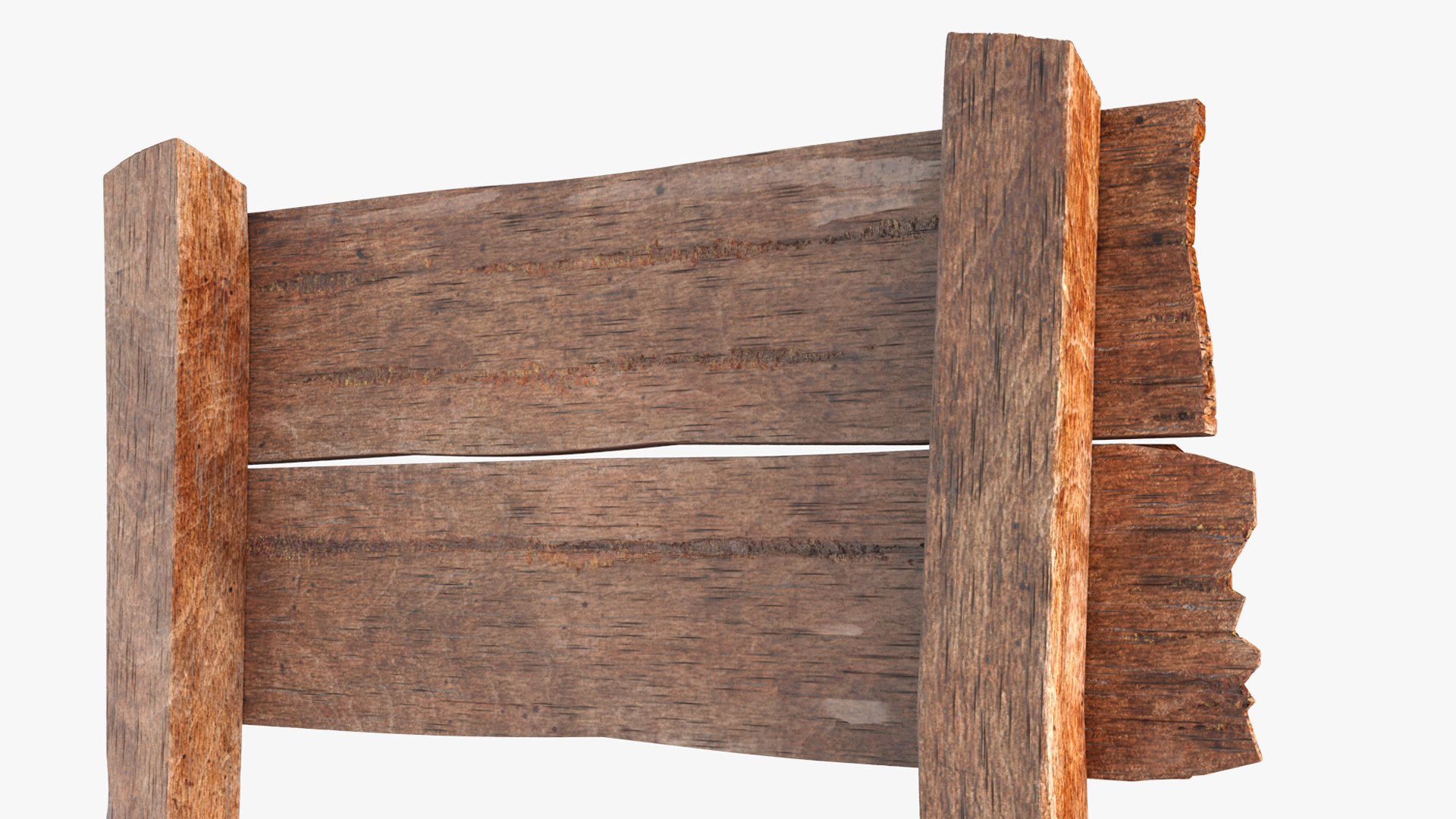 Aged Wooden Road Sign Board Mockup 3D model