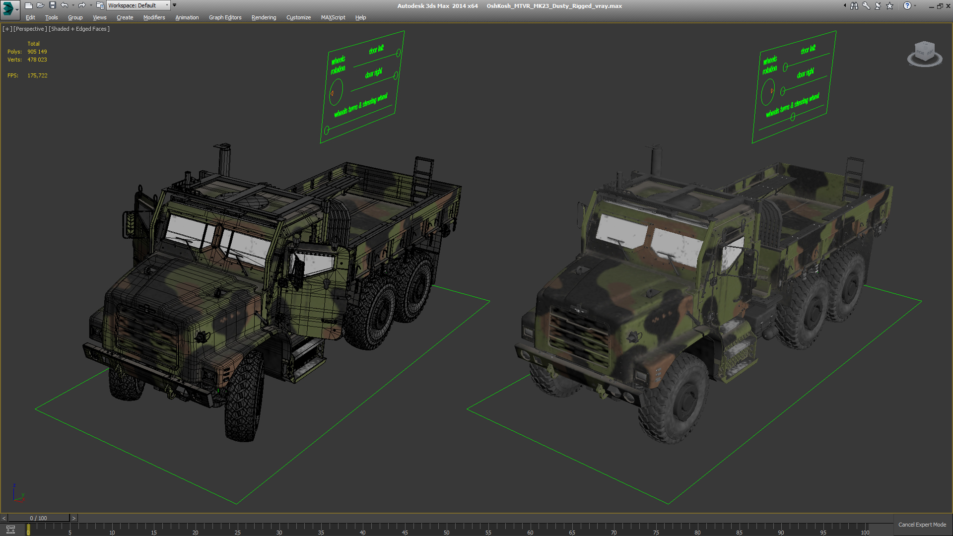 3D model OshKosh MTVR MK23 Dusty Rigged