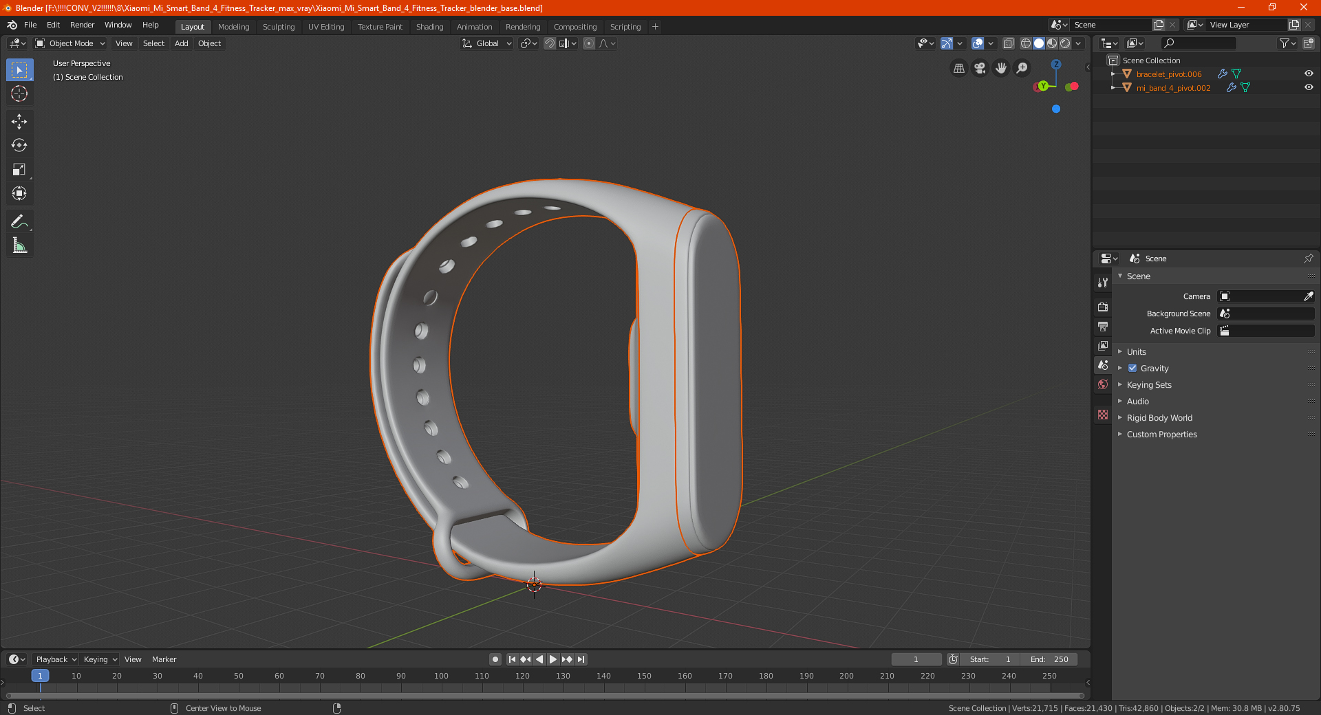 3D Xiaomi Mi Smart Band 4 Fitness Tracker model