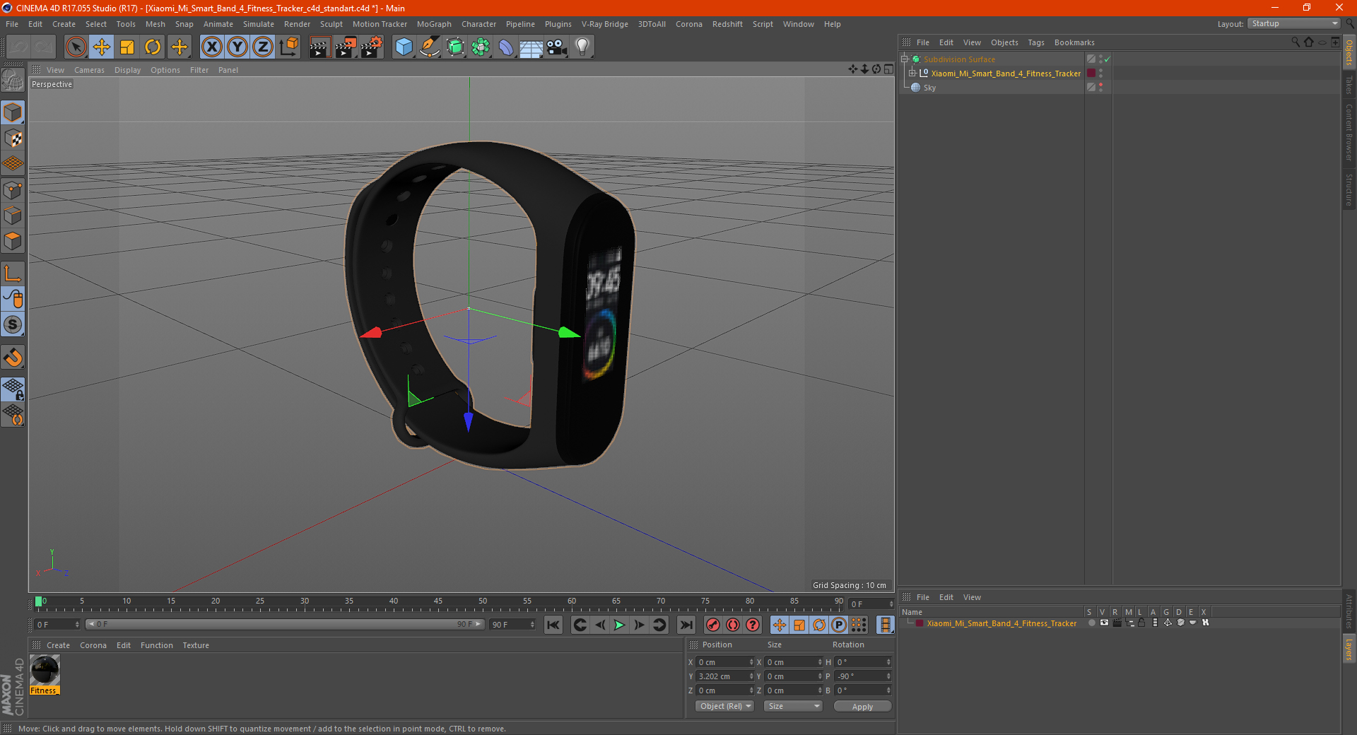 3D Xiaomi Mi Smart Band 4 Fitness Tracker model