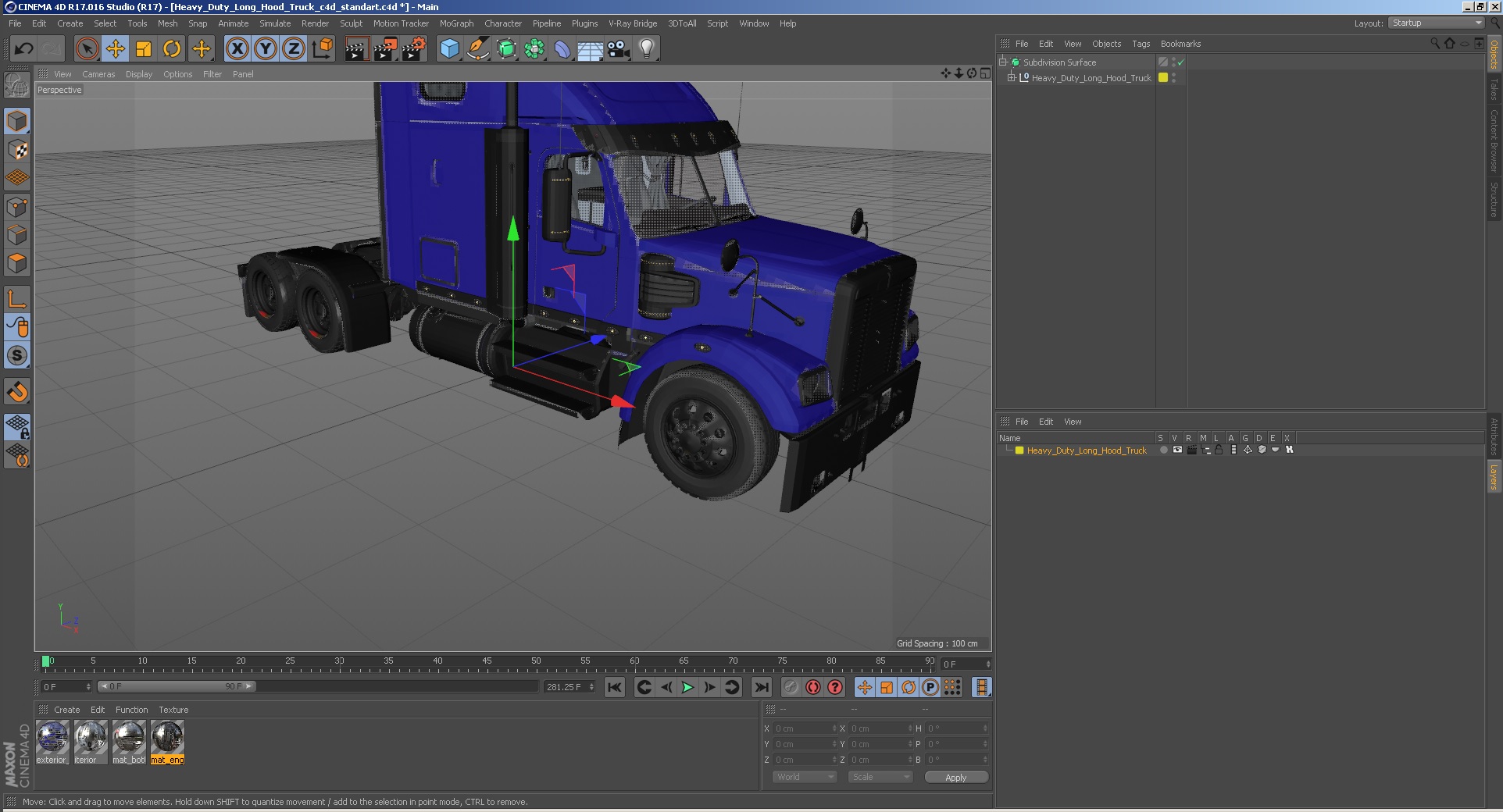 3D Heavy Duty Long Hood Truck