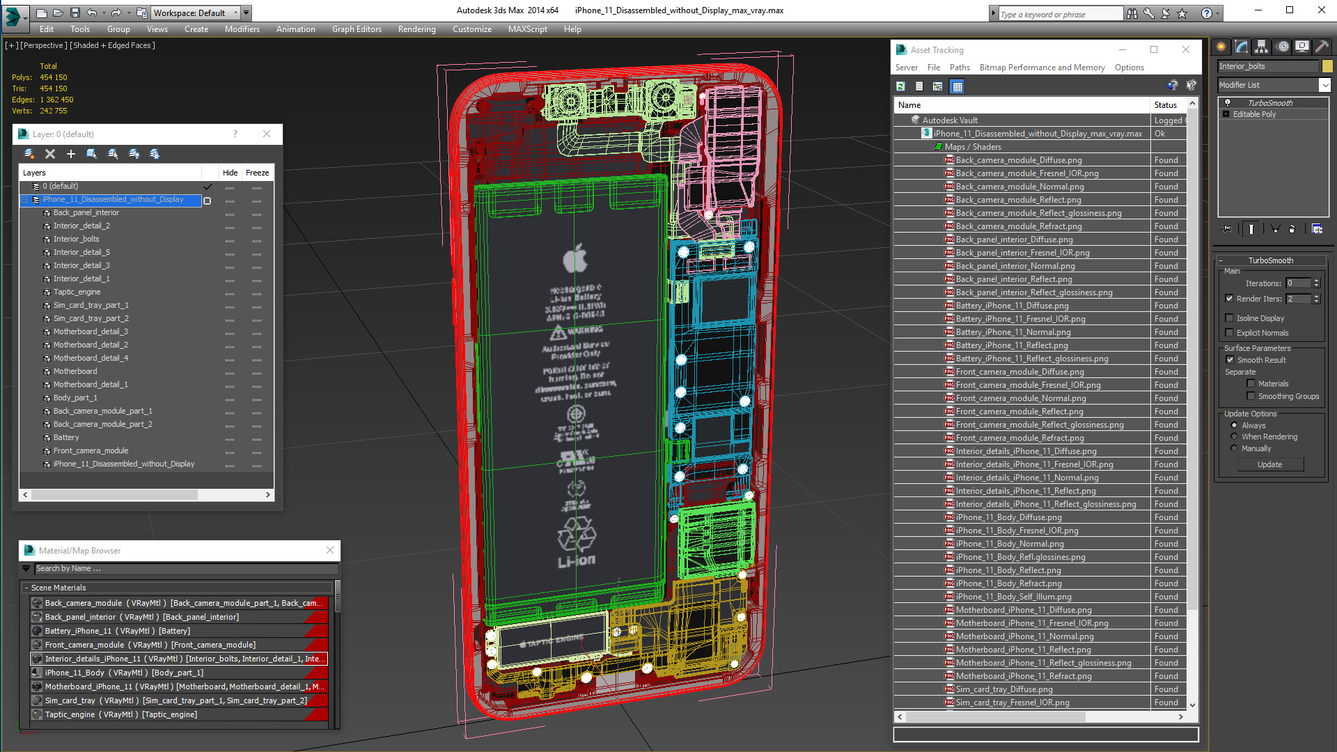 3D iPhone 11 Disassembled without Display model