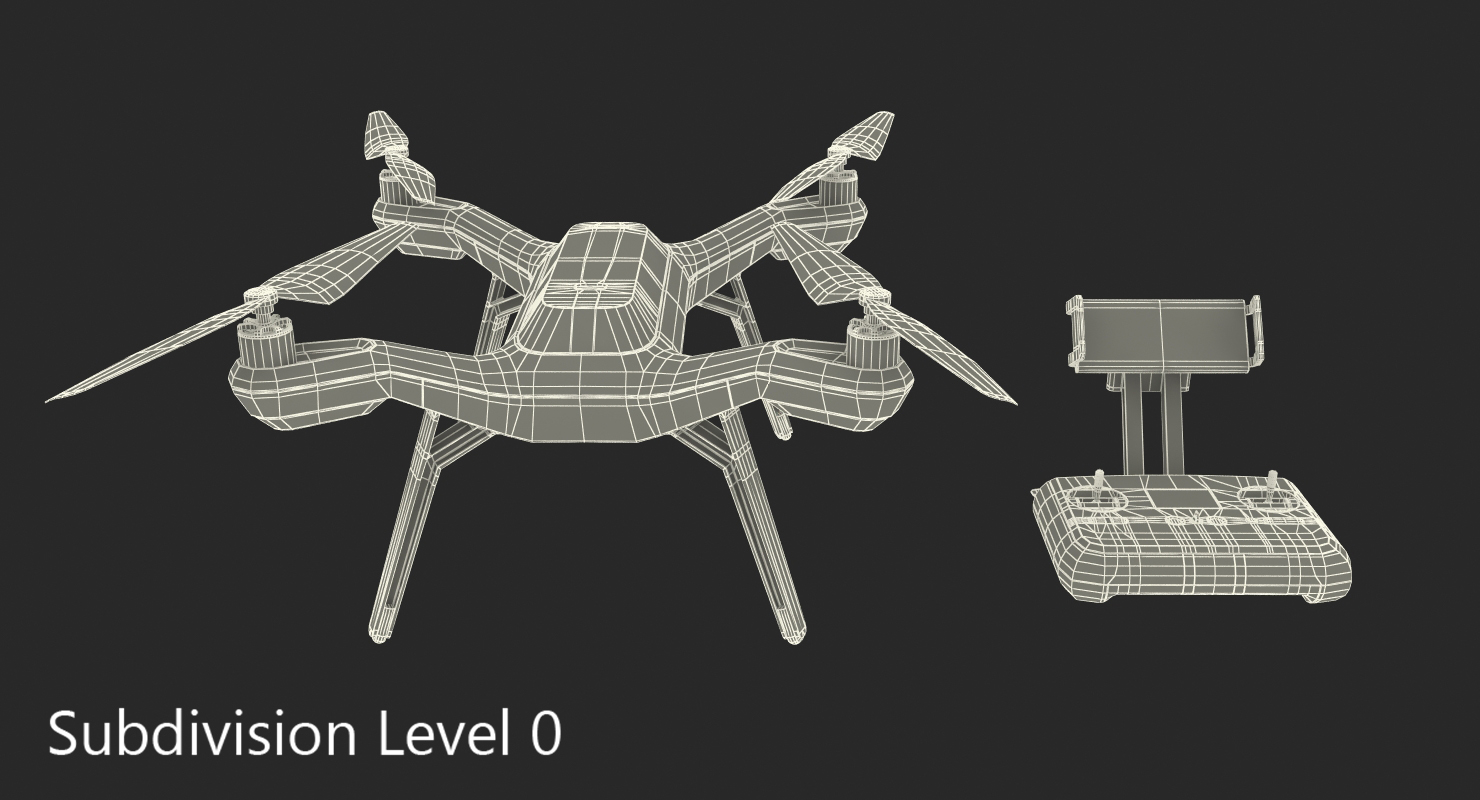 3D 3DR Solo Drone Quadcopter Set Rigged