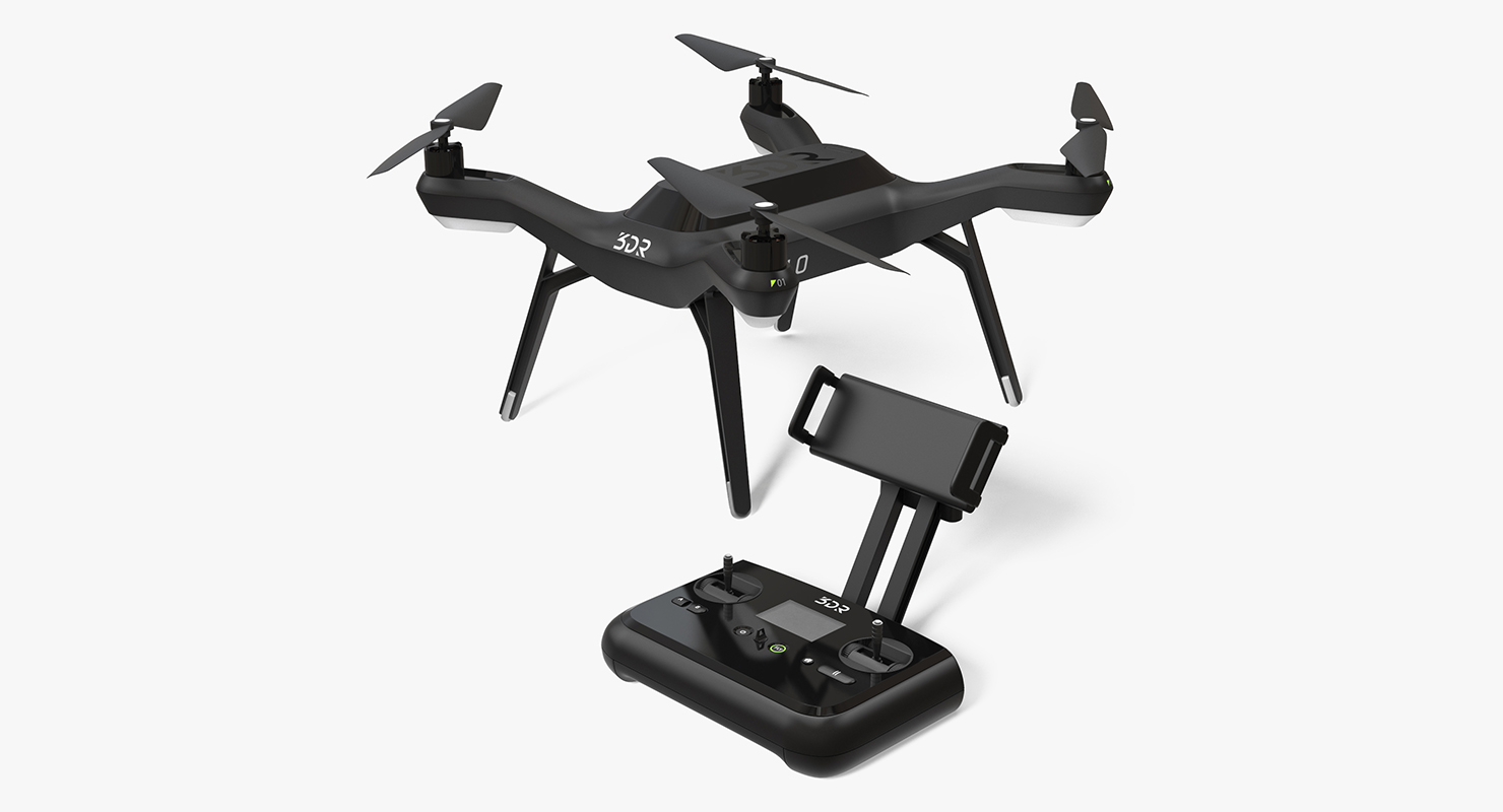 3D 3DR Solo Drone Quadcopter Set Rigged