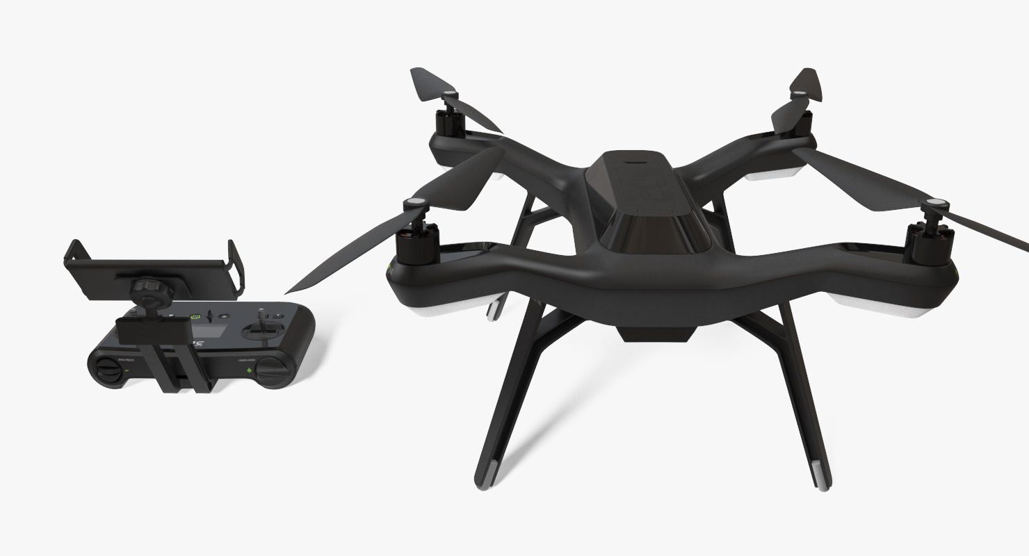 3D 3DR Solo Drone Quadcopter Set Rigged