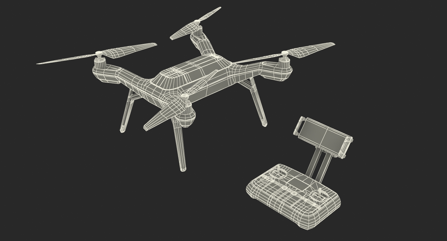 3D 3DR Solo Drone Quadcopter Set Rigged
