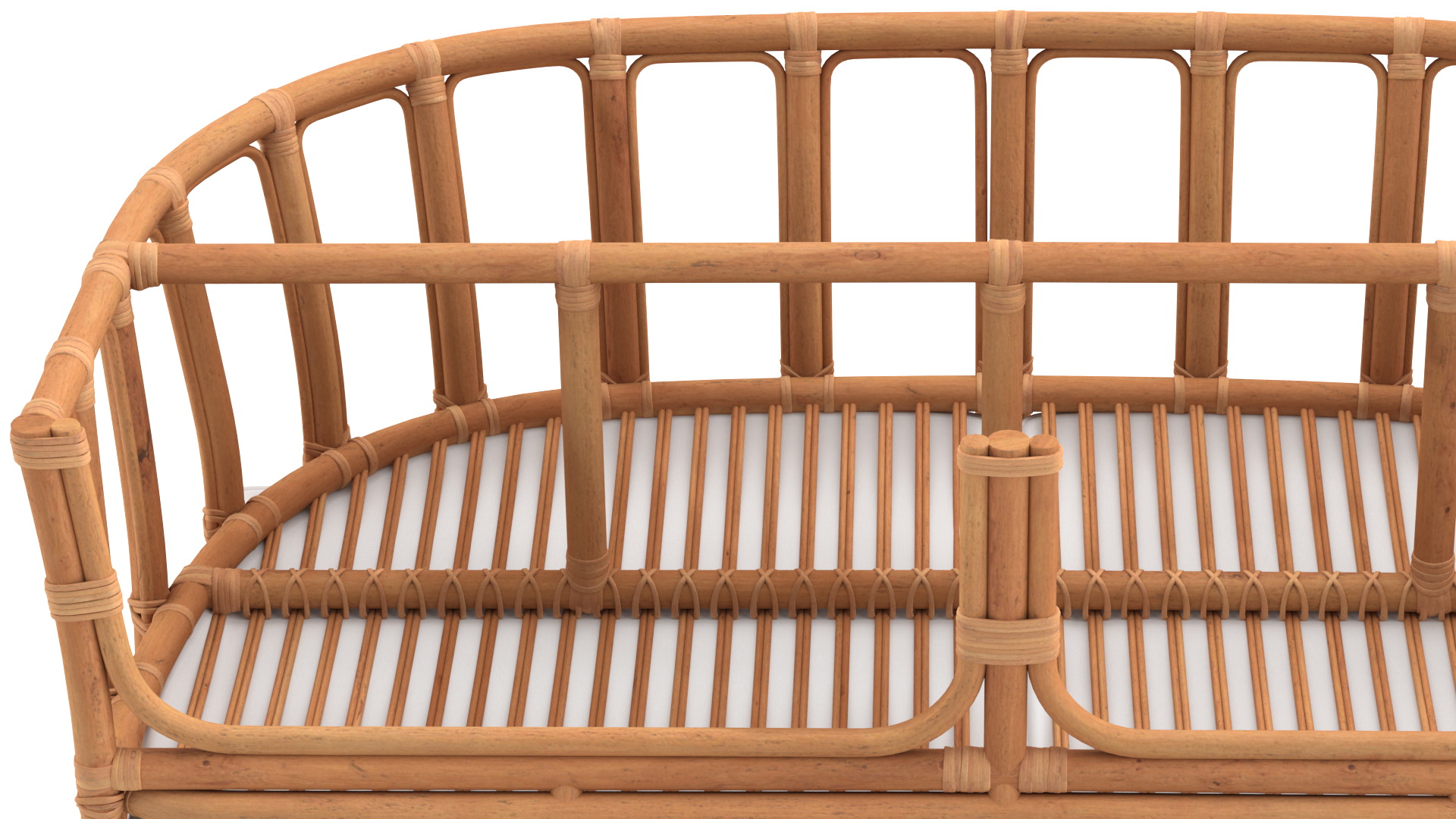 Vintage Rattan Furniture with Cushions Set 3D
